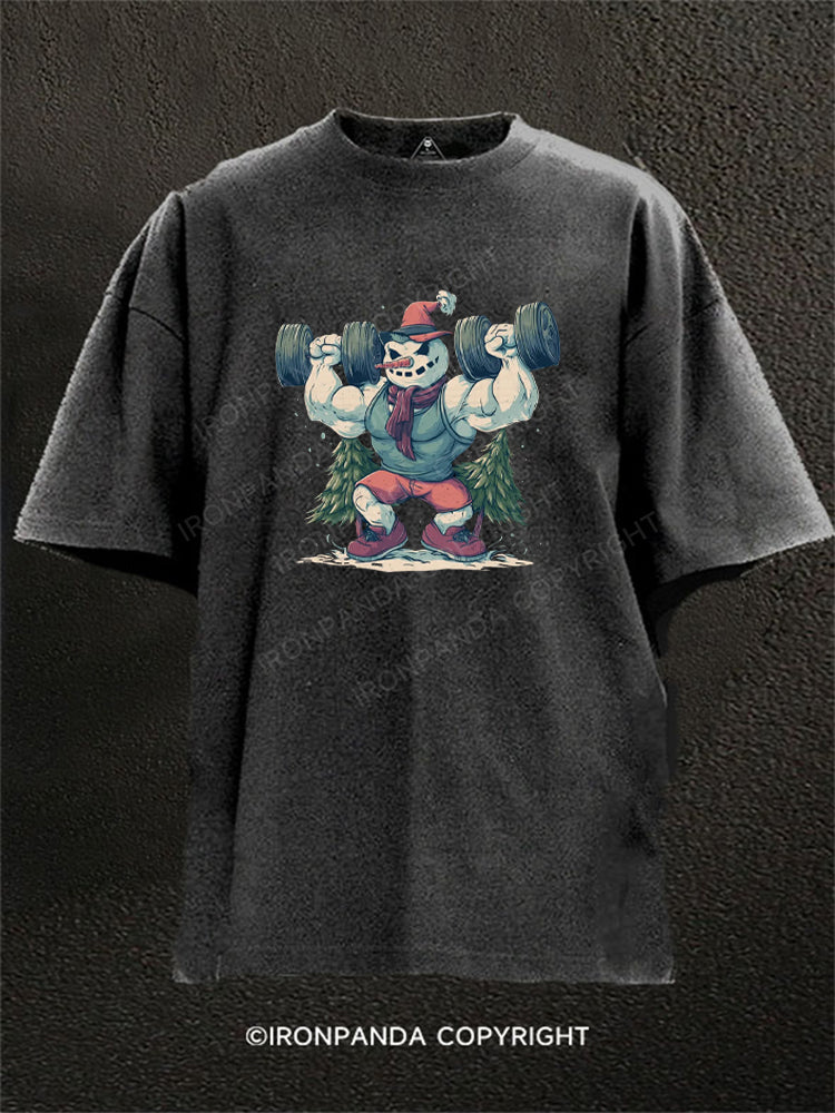 FUNNY GYM SNOWMAN Washed Gym Shirt