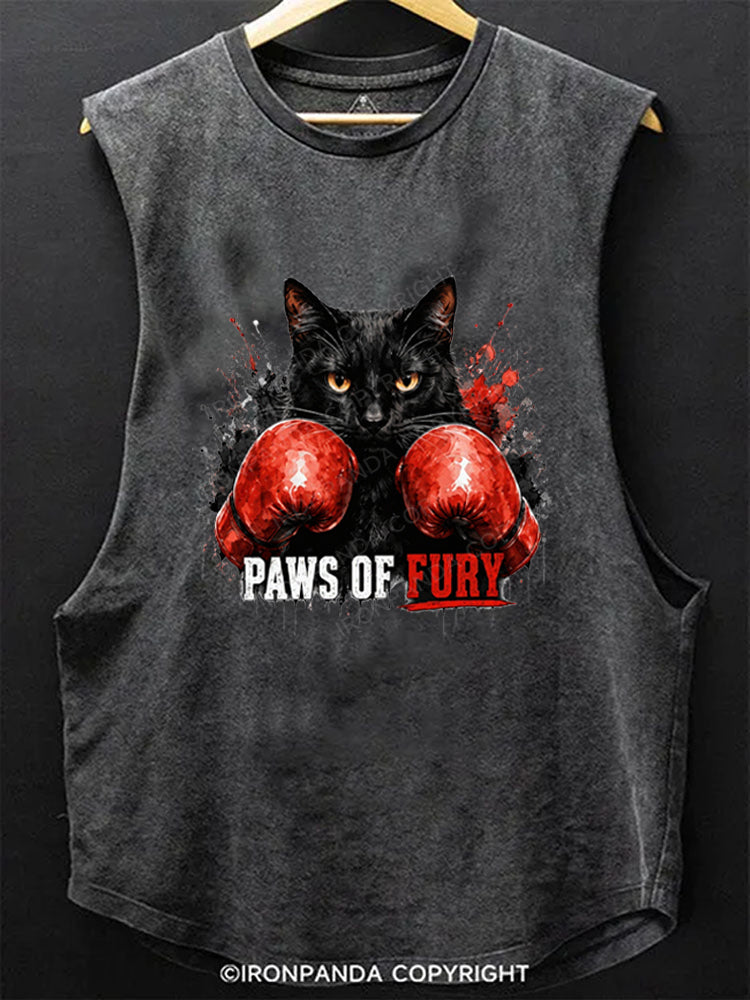 Paws of Fury Feline Boxer Cat Fighting Scoop Bottom Cotton Tank