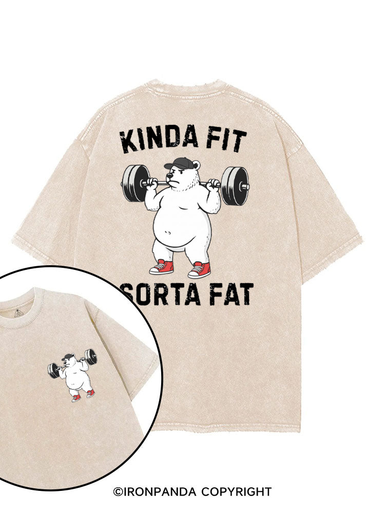 KINDA FIT, SORTA FAT WEIGHTLIFTING GYM printed Gym Shirt