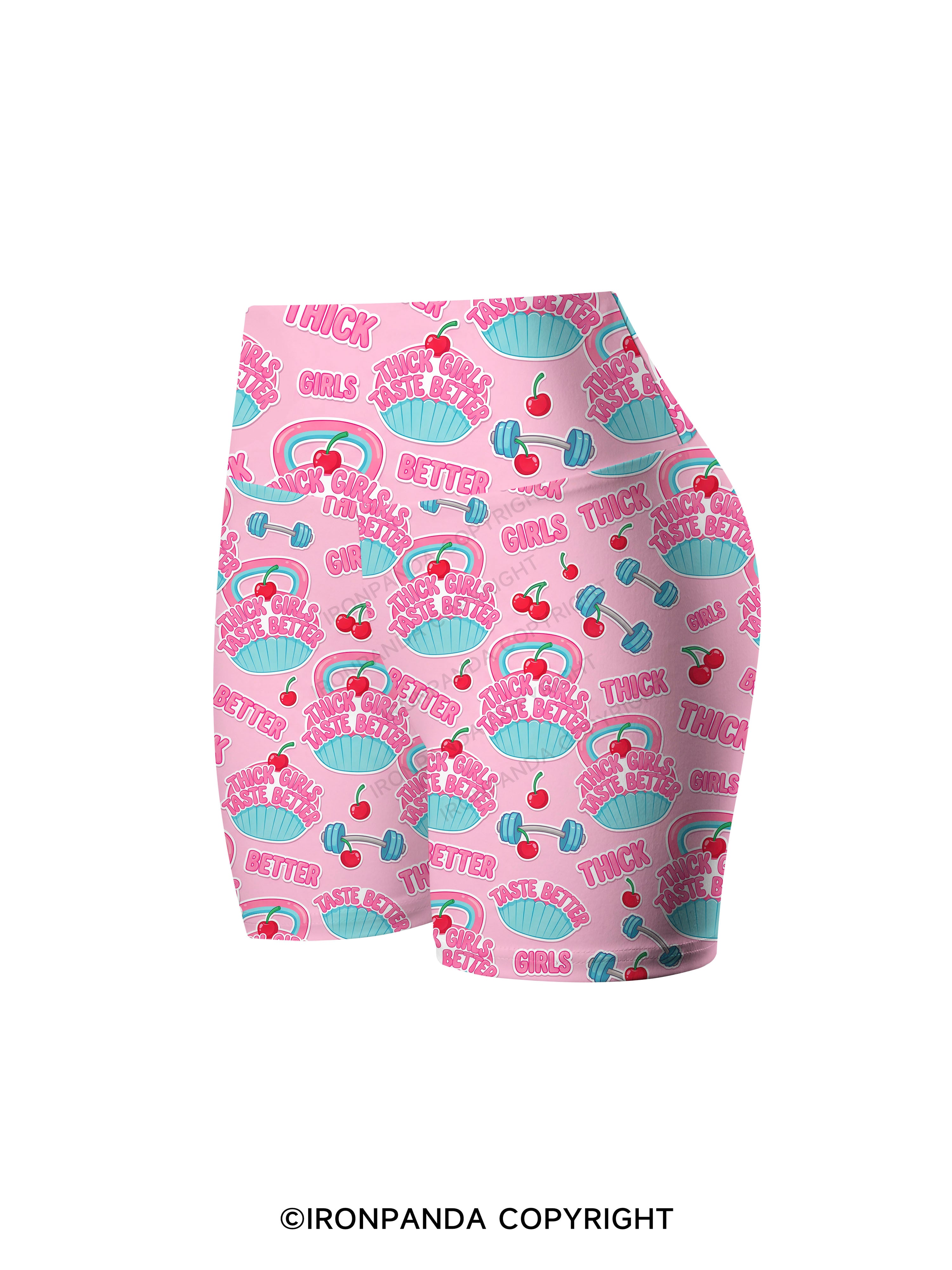 THICK GIRLS TASTE BETTER Printed Yoga Cycling Shorts