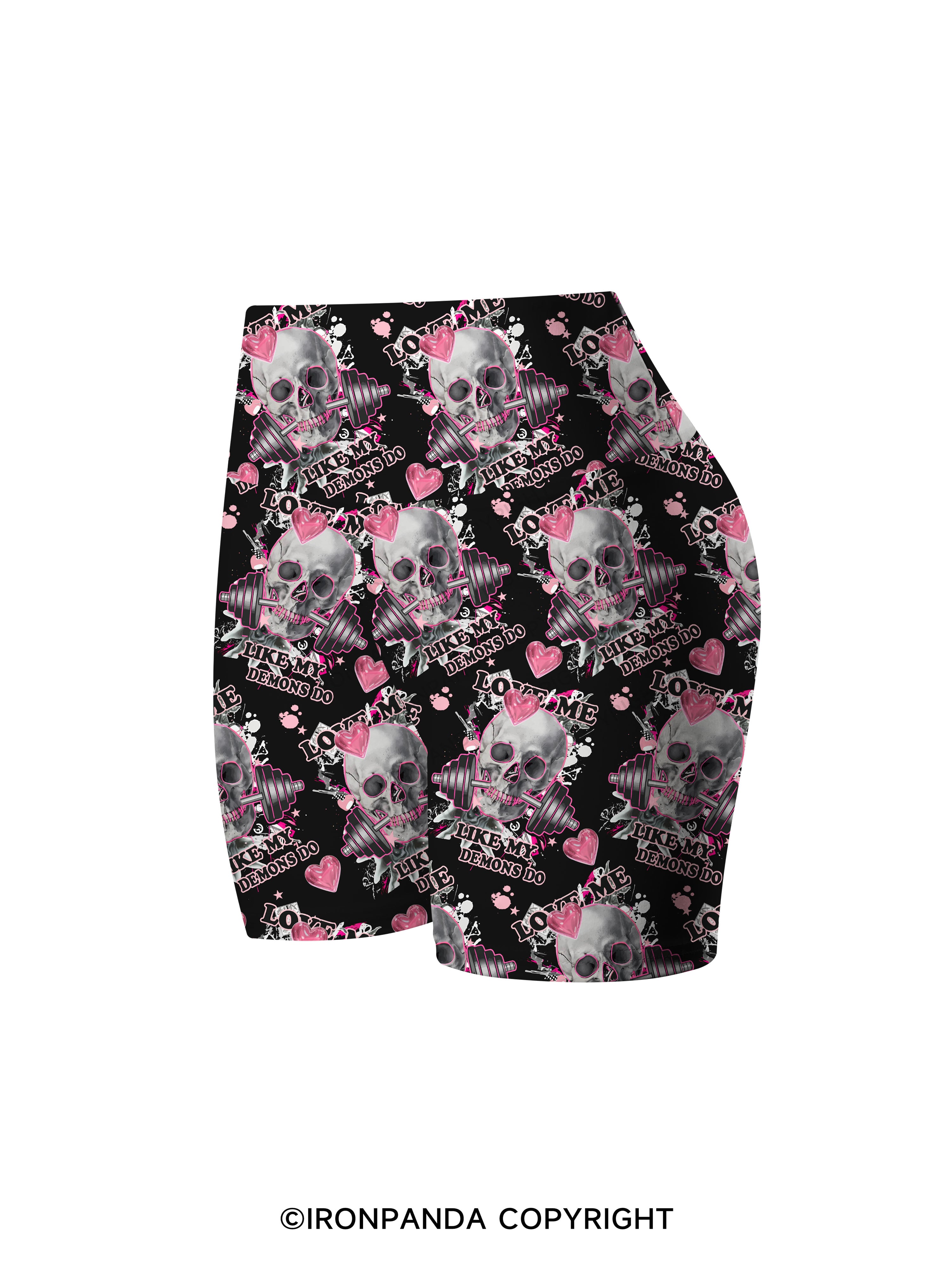 LOVE ME LIKE MY DEMONS DO Printed Yoga Cycling Shorts