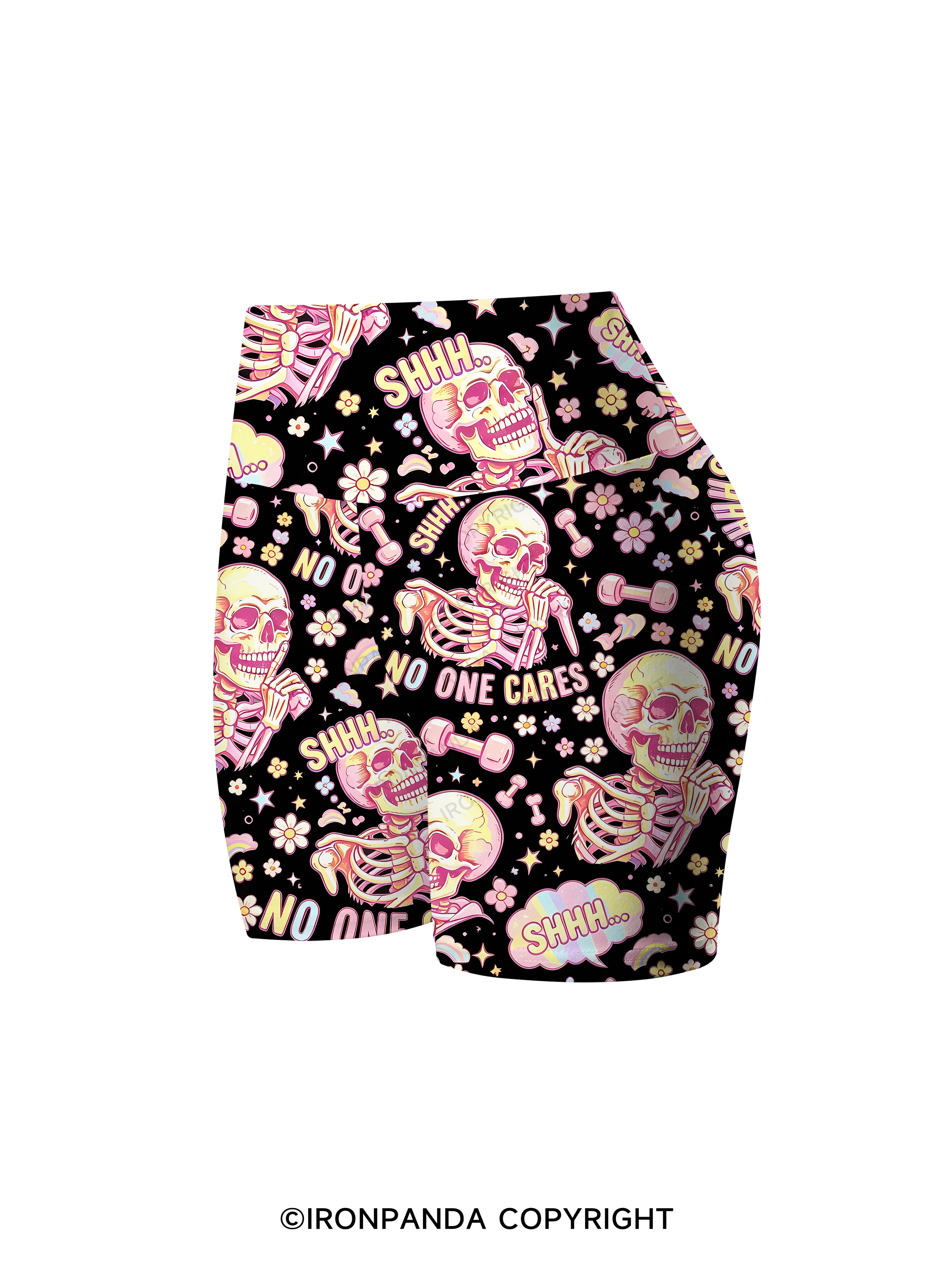 shhh no one cares Printed Yoga Cycling Shorts