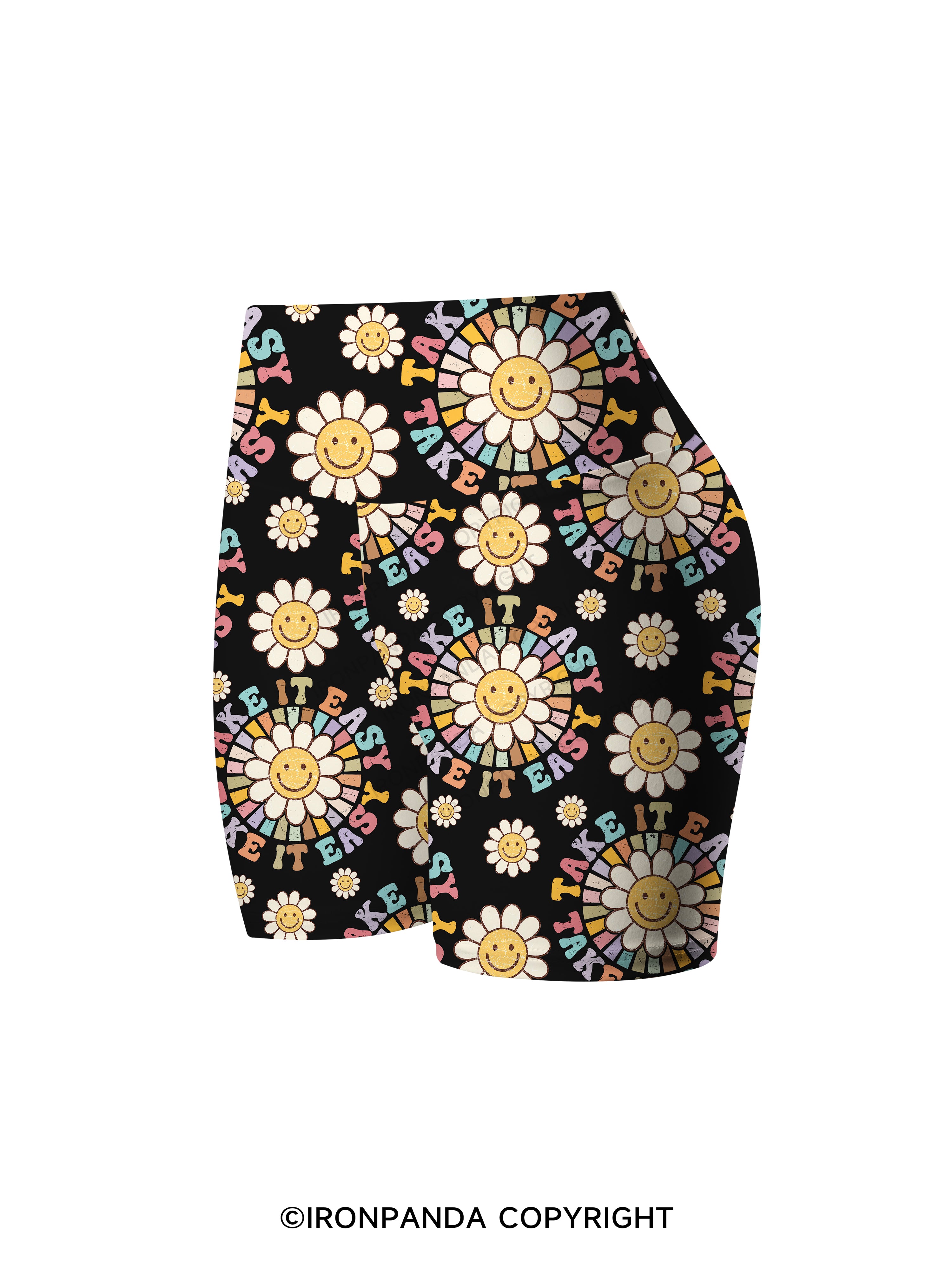 TAKE IT EASY Printed Yoga Cycling Shorts