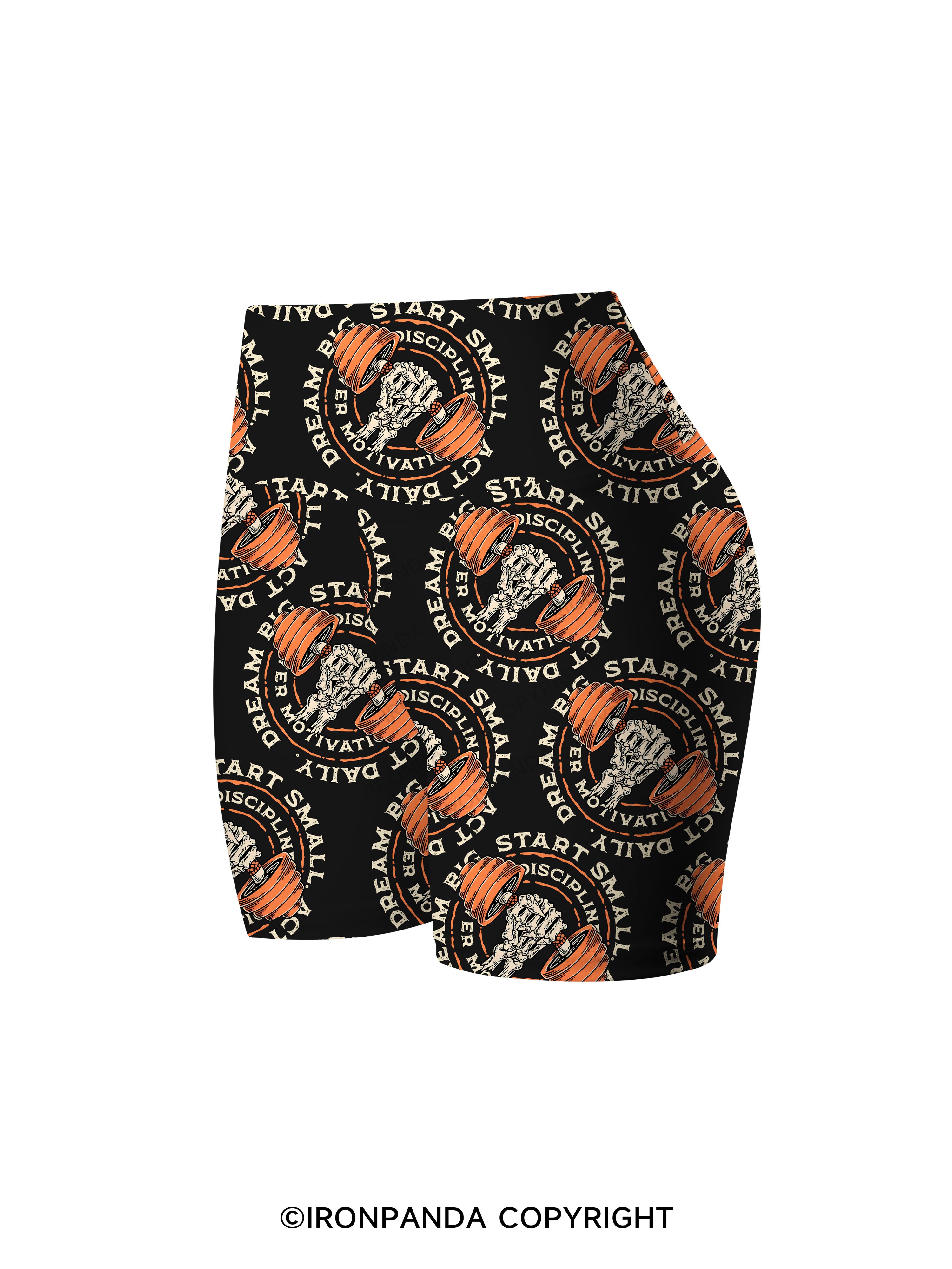 DREAM BIG START SMALL ACT DAILY DISCIPLINE OVER MOTIVATION Printed Yoga Cycling Shorts