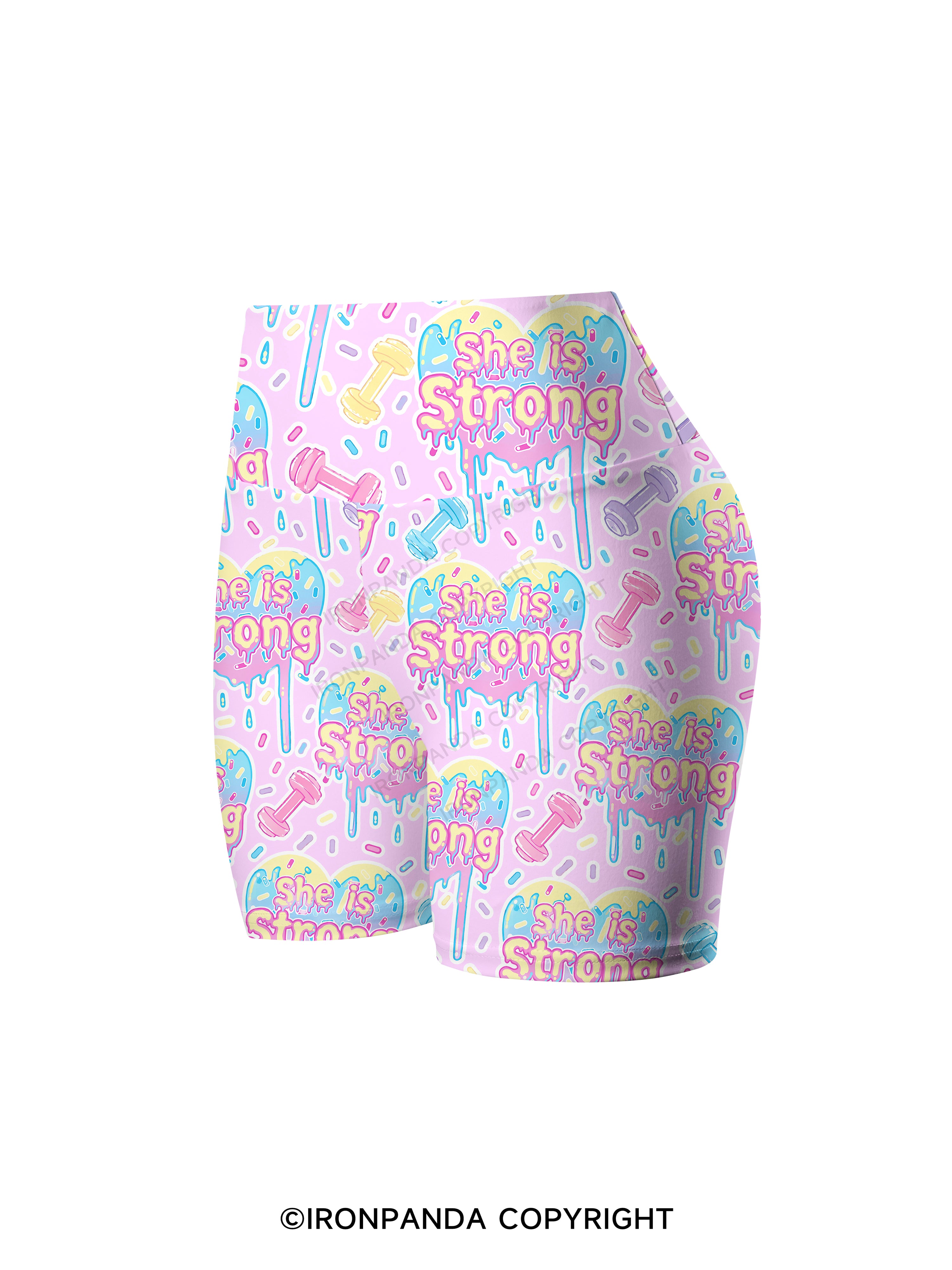 she is strong heart Printed Yoga Cycling Shorts