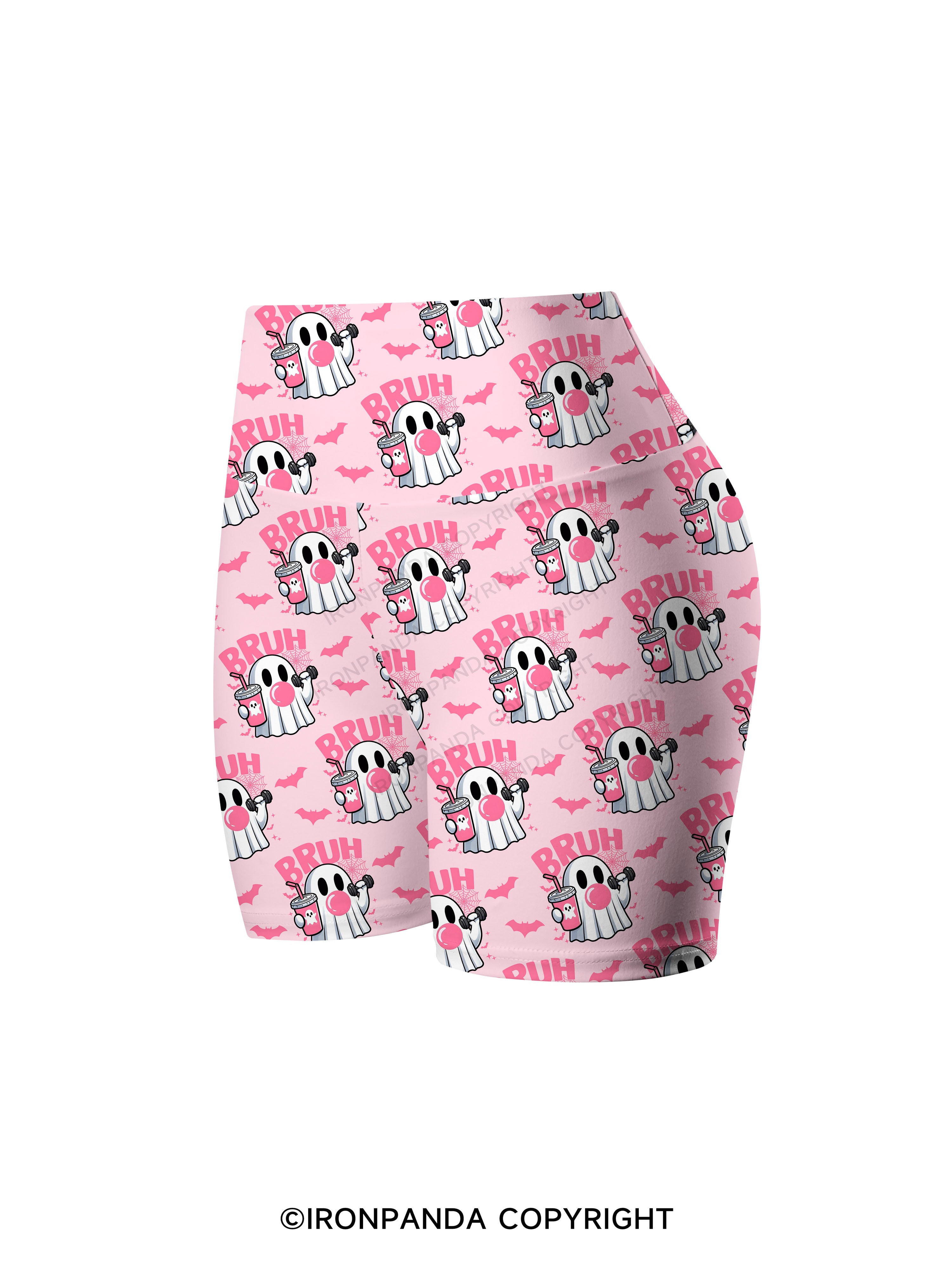 BRUH GHOST Printed Yoga Cycling Shorts