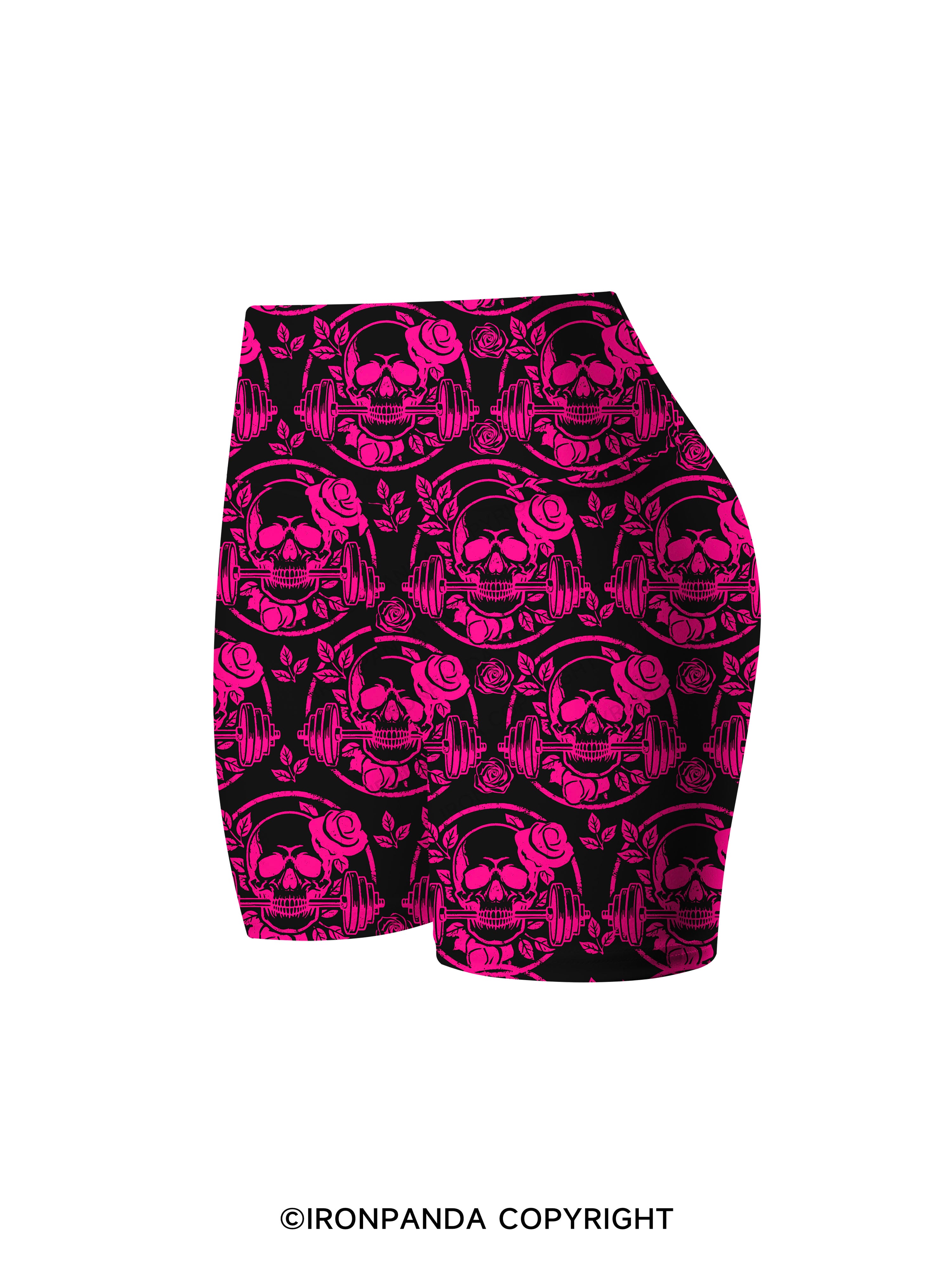 DEADLY BLOSSOM SKELETON Printed Yoga Cycling Shorts