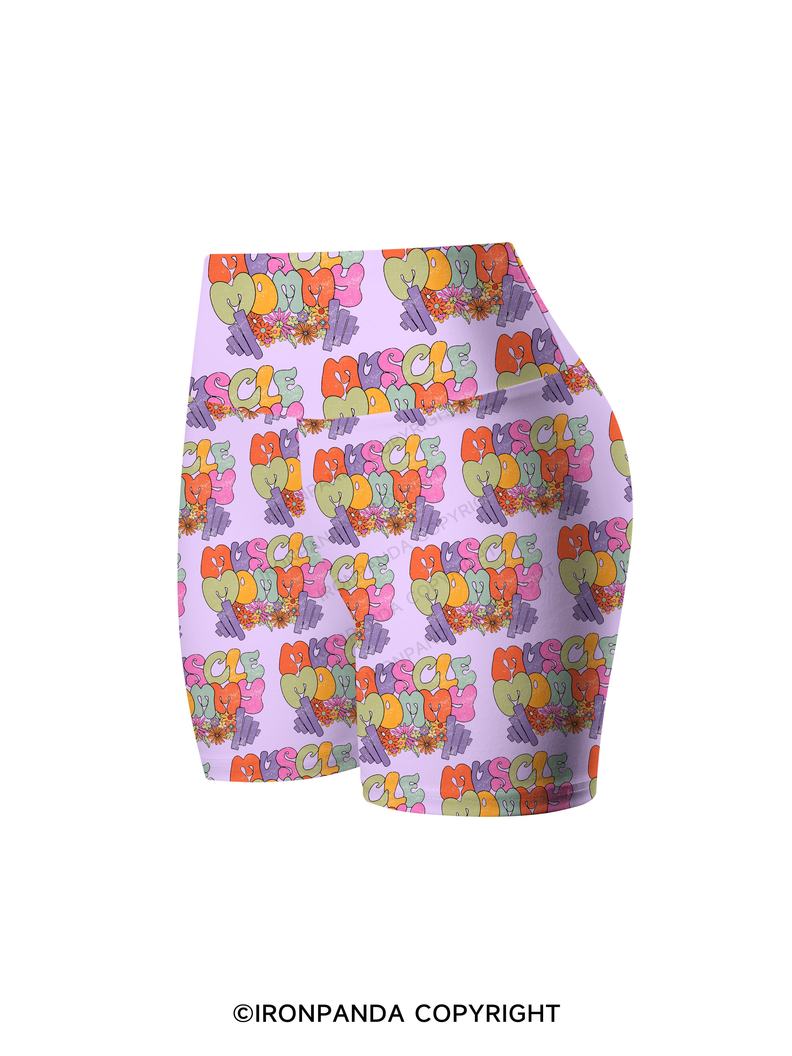 Muscle Mom Deadlift Printed Yoga Cycling Shorts