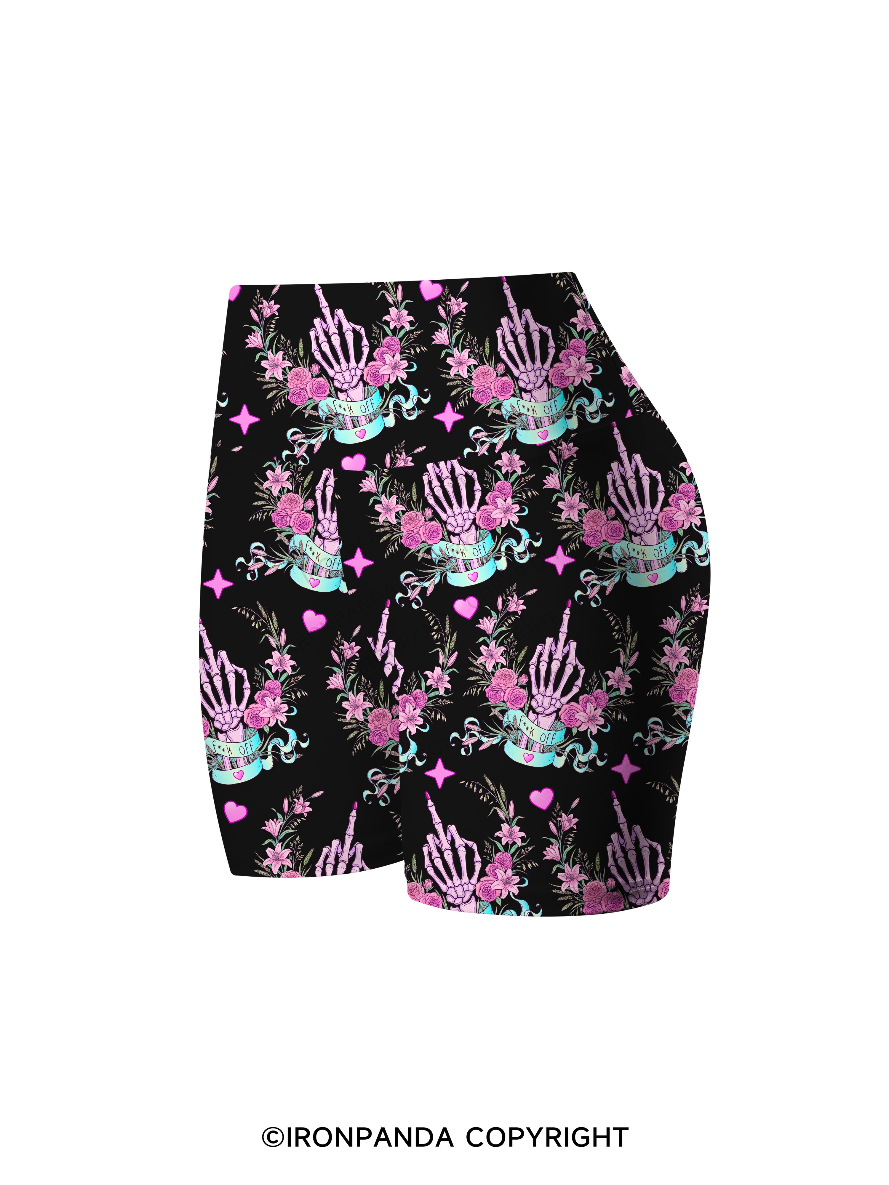 fuck off  Printed Yoga Cycling Shorts