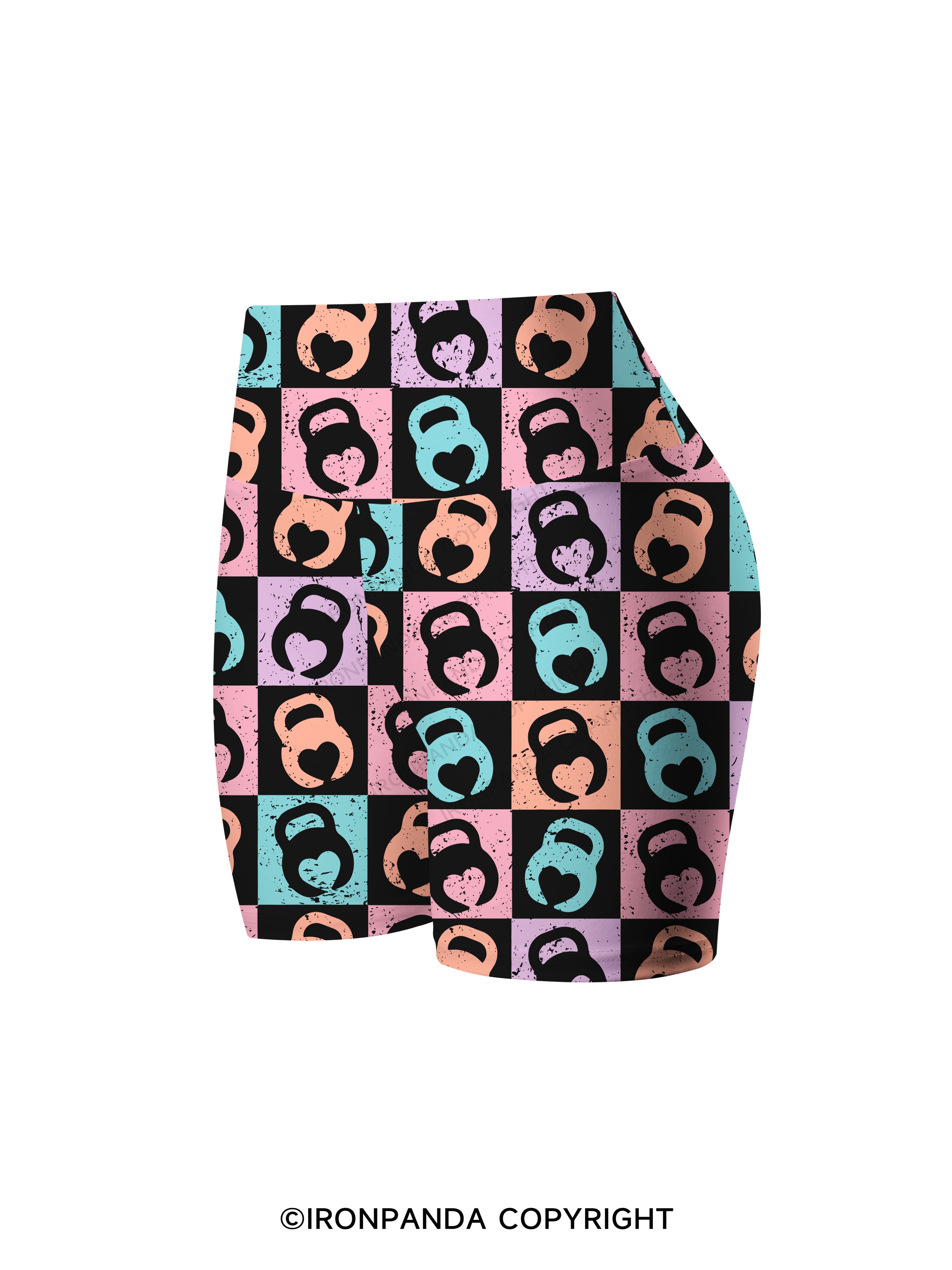 COLORS KETTLEBELL HEART Printed Yoga Cycling Shorts