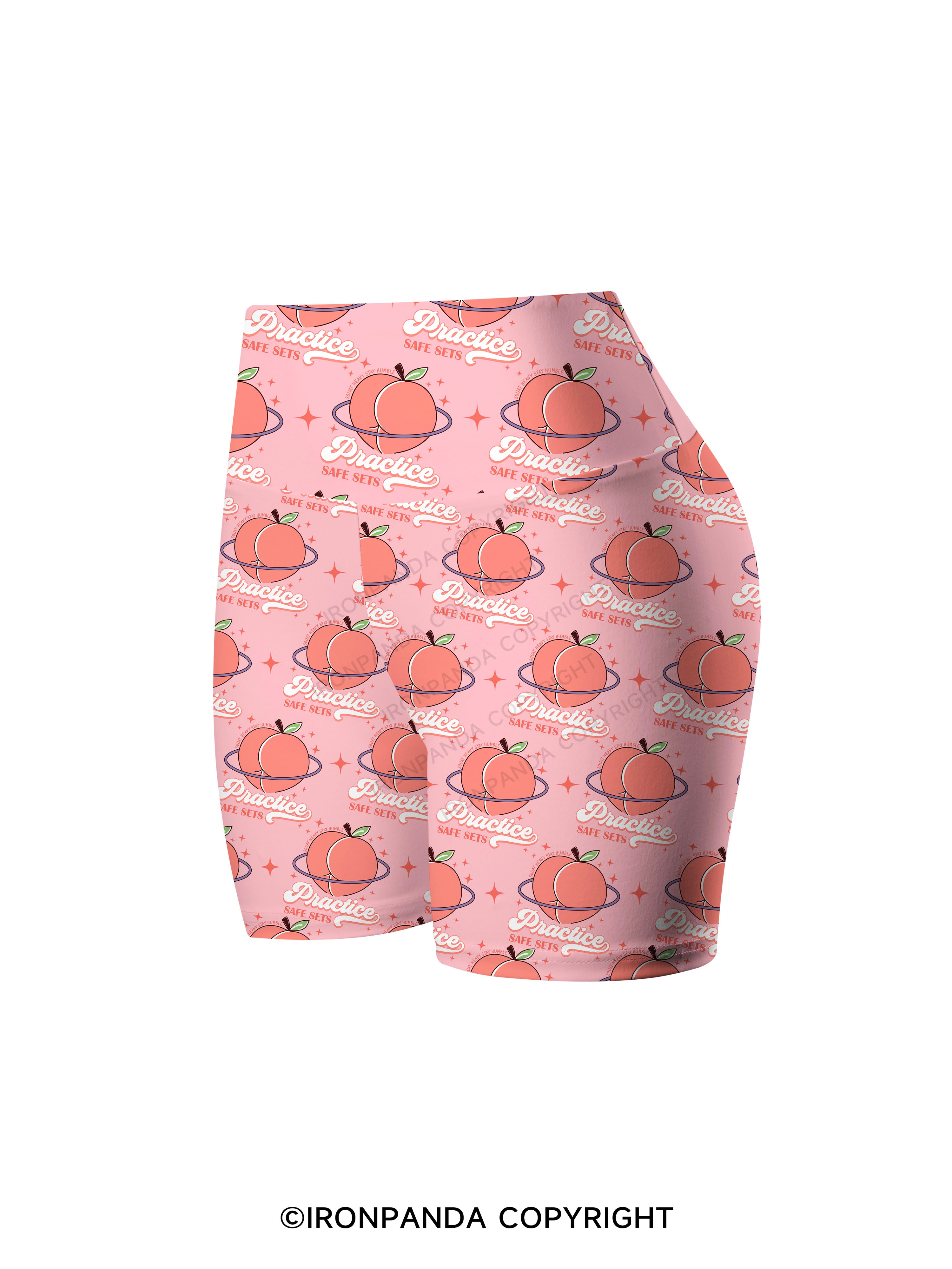 Practice Safe Sets Workout Printed Yoga Cycling Shorts