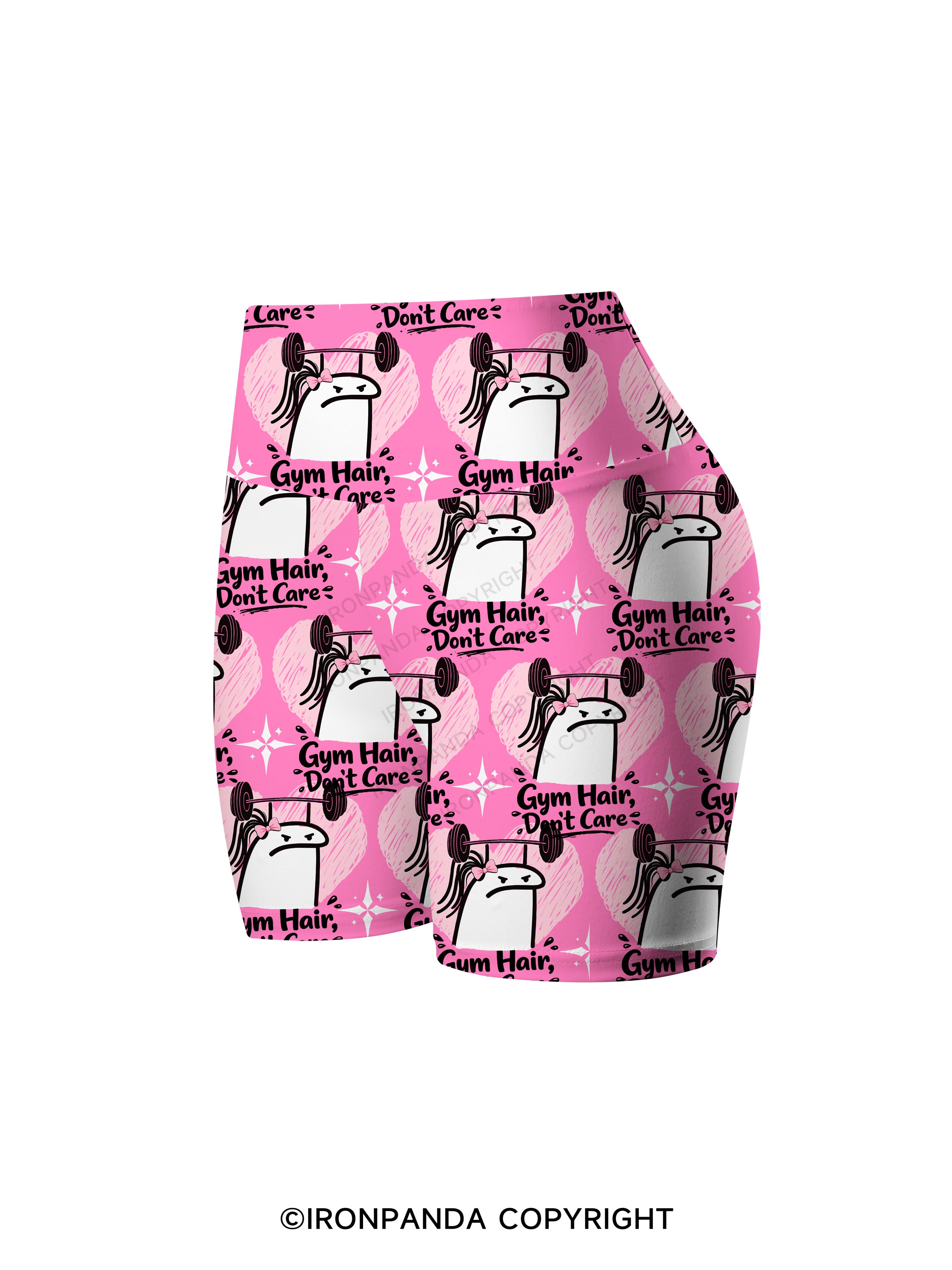 Gym Hair Don't Care Printed Yoga Cycling Shorts