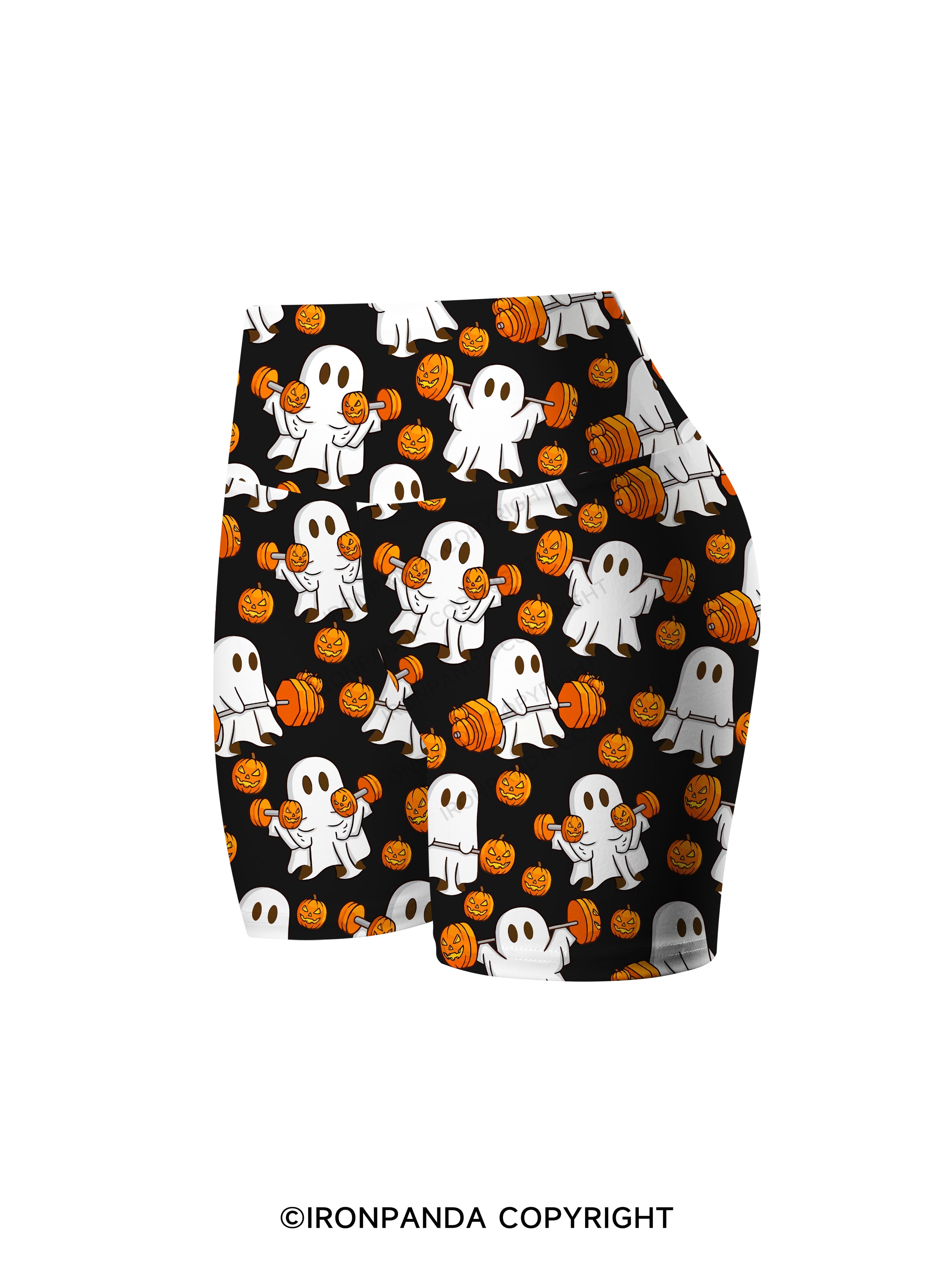 WEIGHT LIFTING GHOSTS FUNNY FITNESS Printed Yoga Cycling Shorts