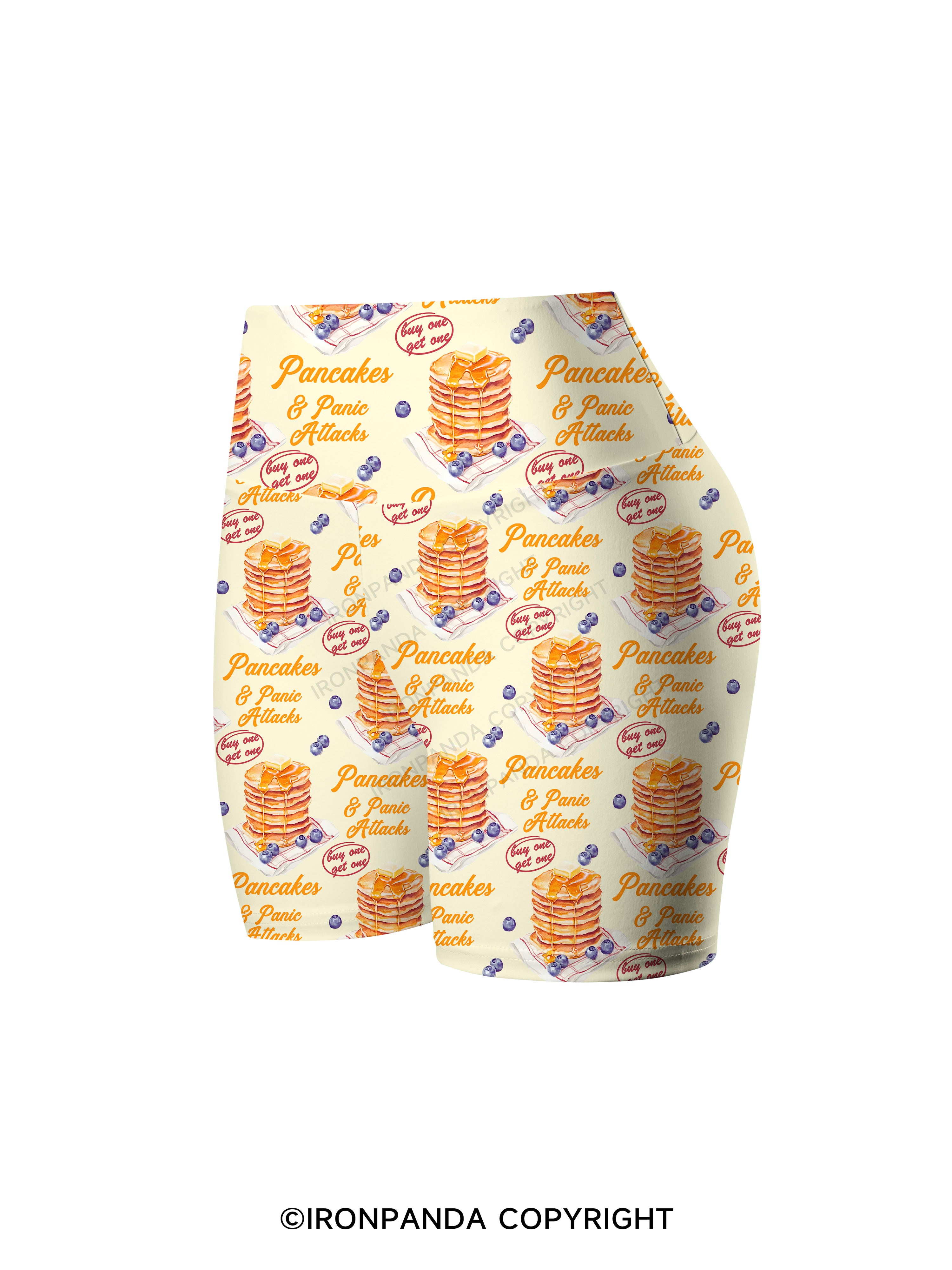 Pancakes & Panic Attacks Gym Printed Yoga Cycling Shorts