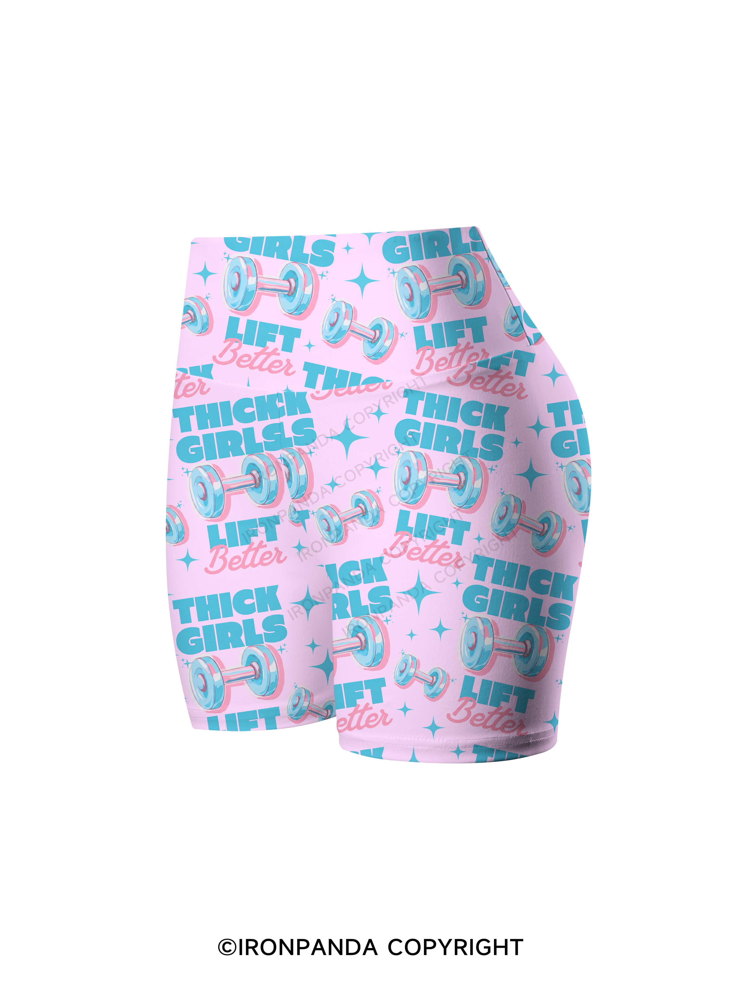 THICK THIGHS LIFT BETTER Printed Yoga Cycling Shorts