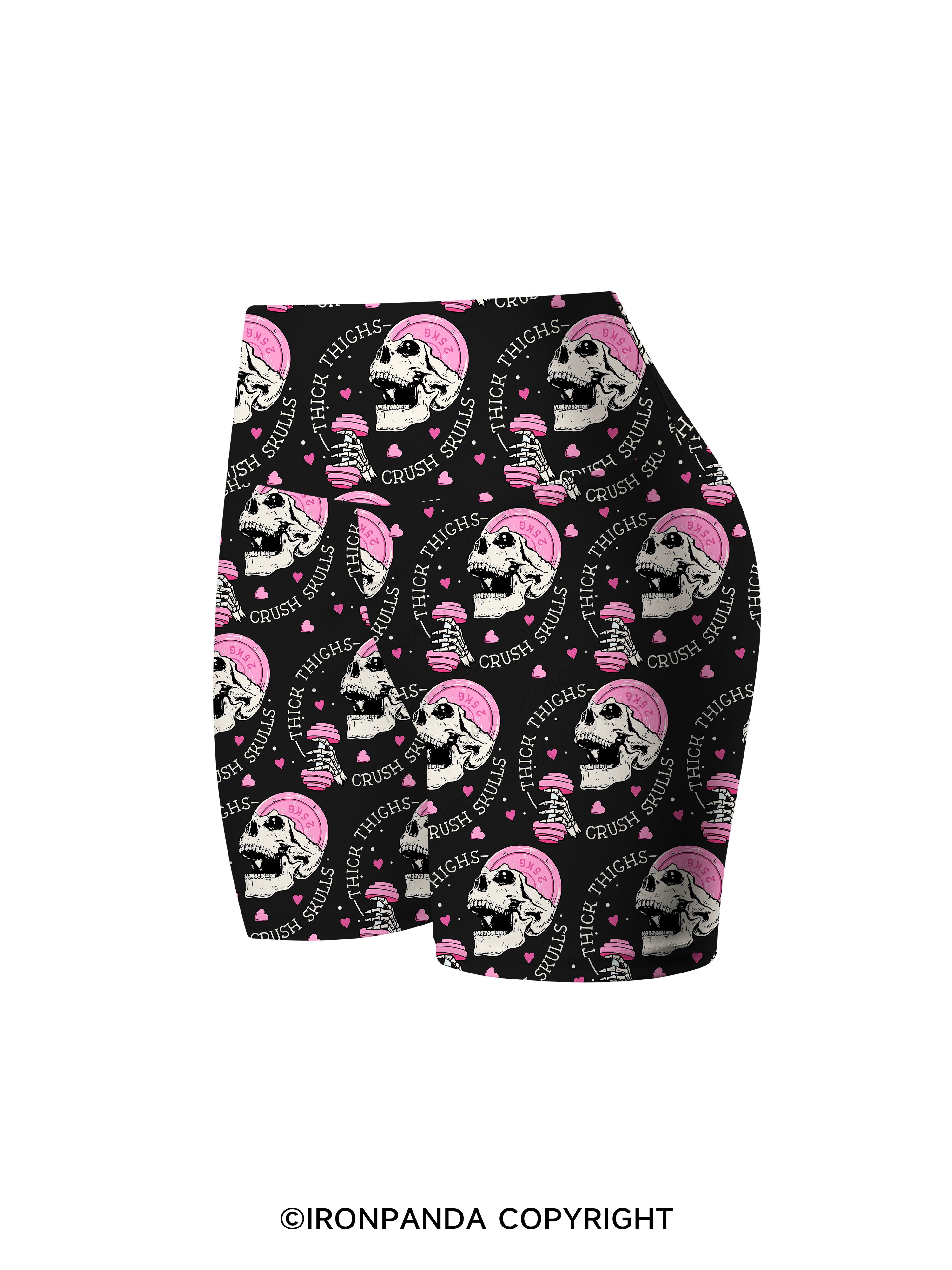 THICK THIGHS CRUSH SKULLS Printed Yoga Cycling Shorts
