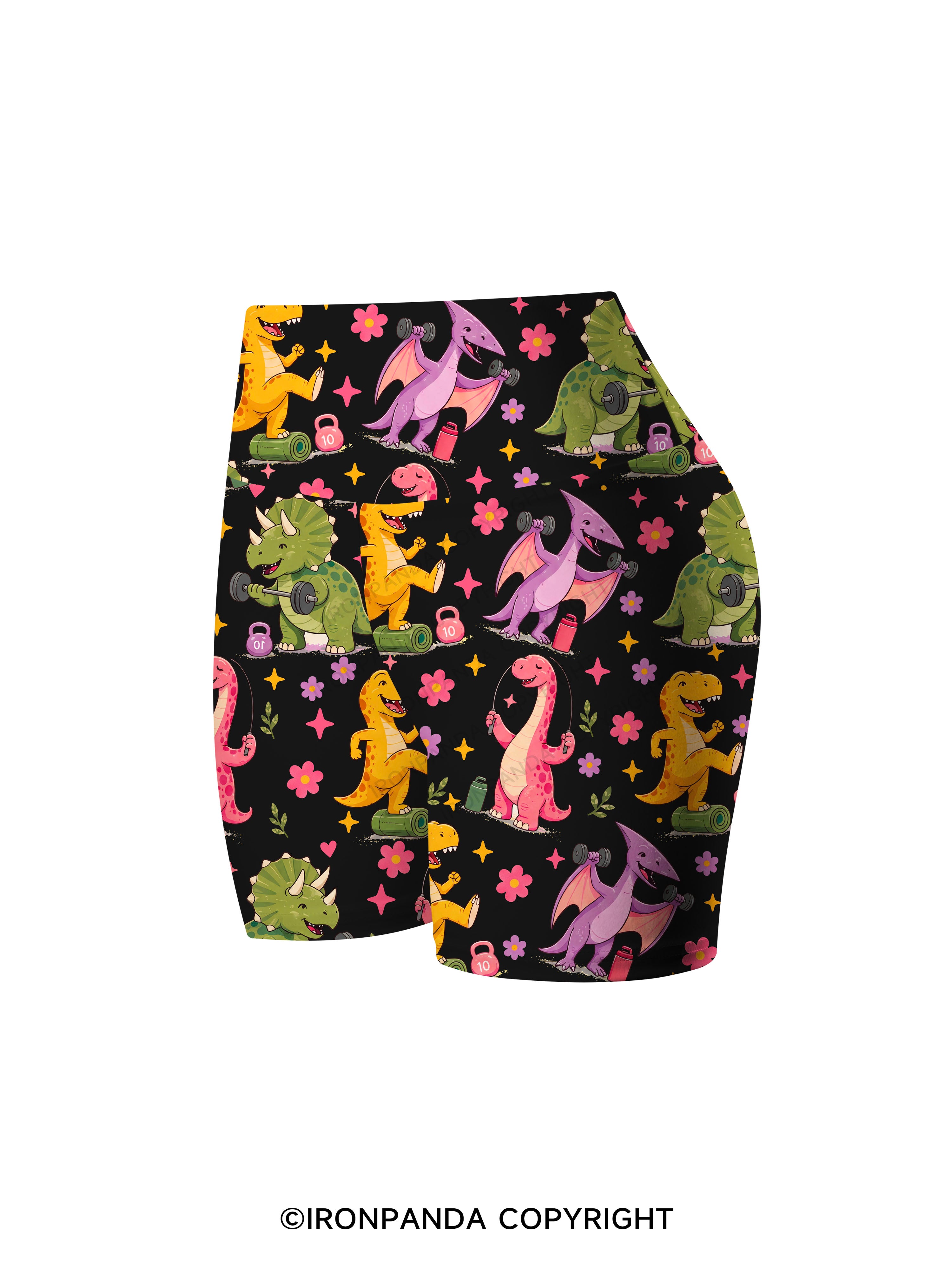 DINOSAURS DIDN'T EXERCISE. WE ALL SAW HOW THAT ENDED Printed Yoga Cycling Shorts