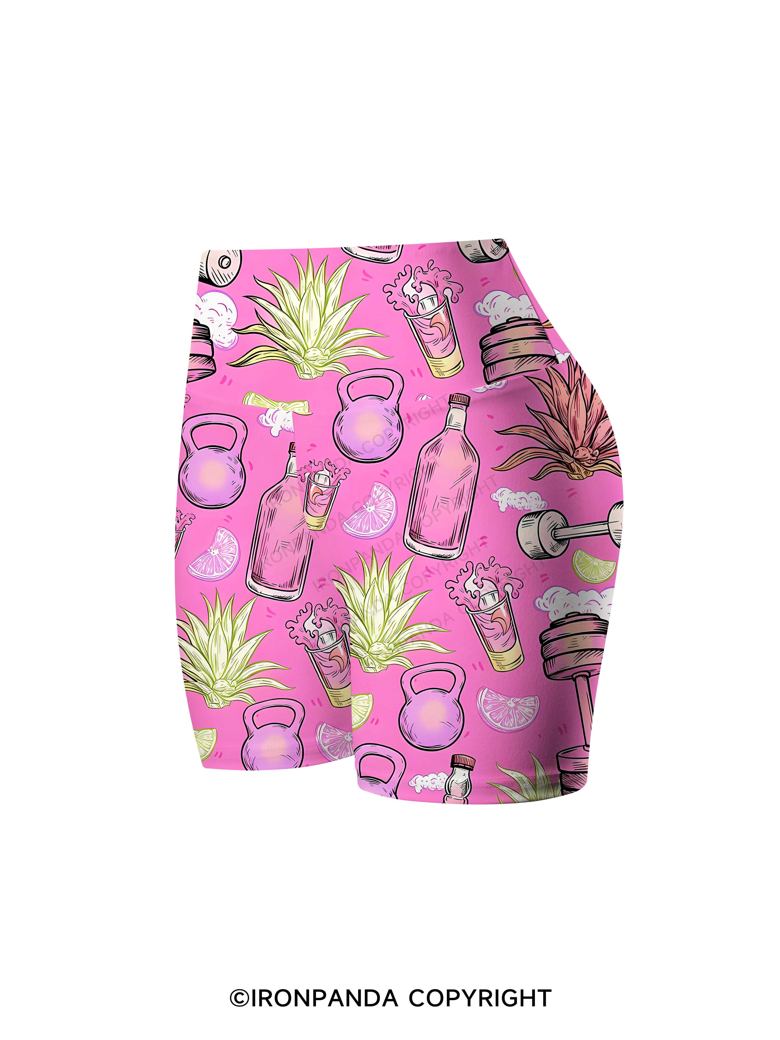 Pink Margarita Printed Yoga Cycling Shorts