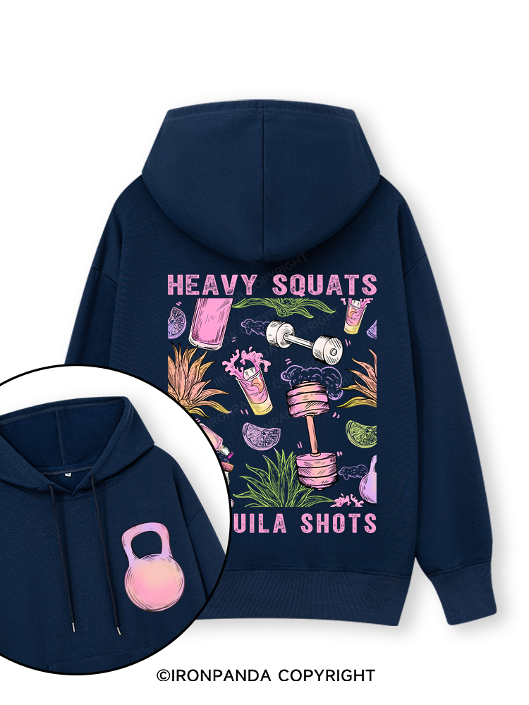 heavy squats & tequila shots Double-Sided Printed Classic Gym Hoodie