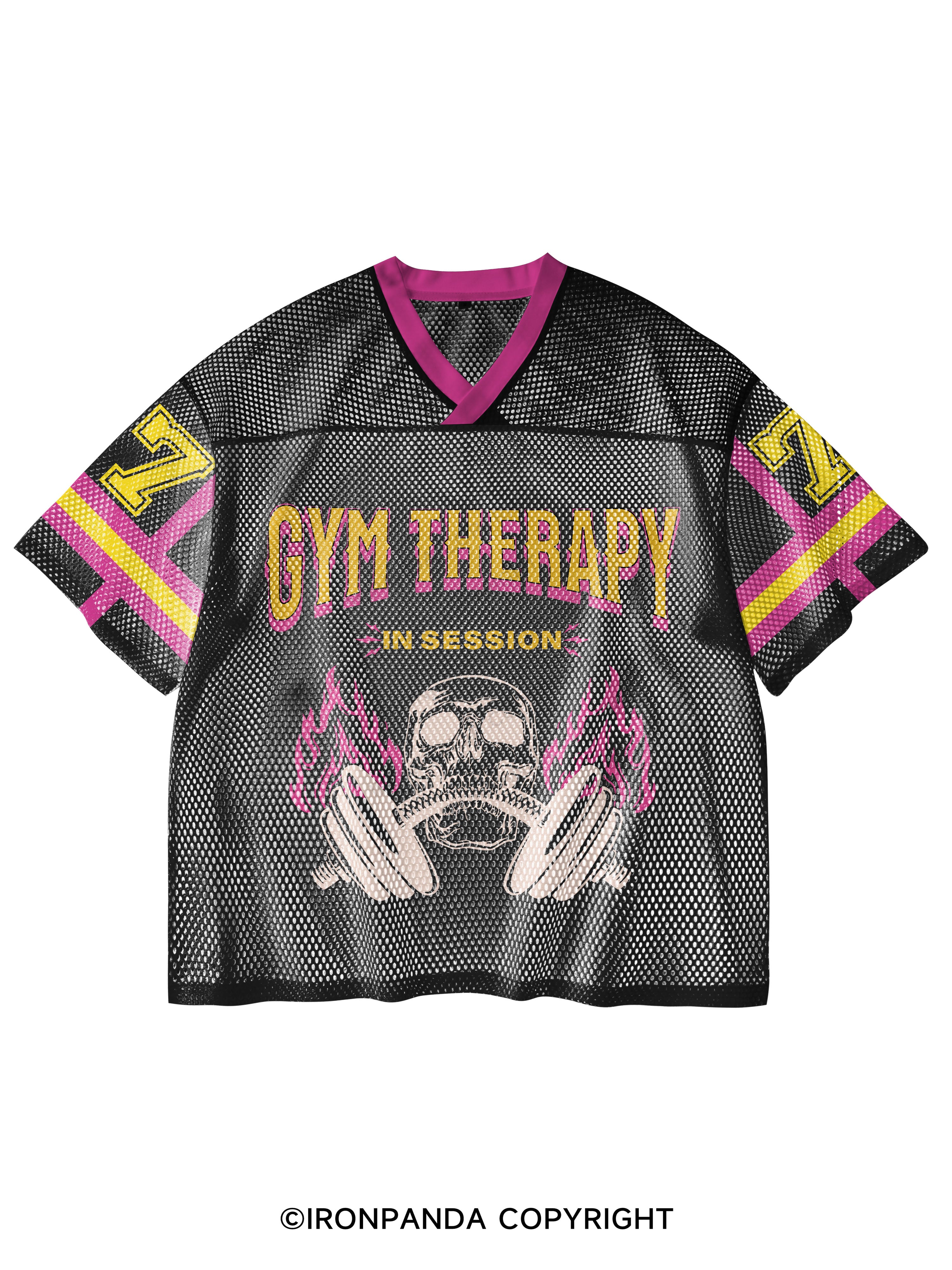GYM THERAPY IN SESSION V-Neck Open Hole Mesh Top