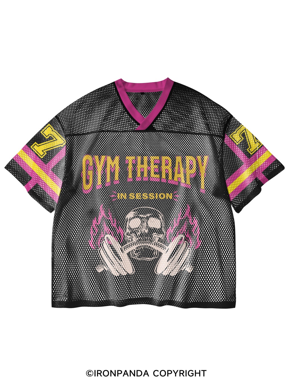 GYM THERAPY IN SESSION V-Neck Open Hole Mesh Top