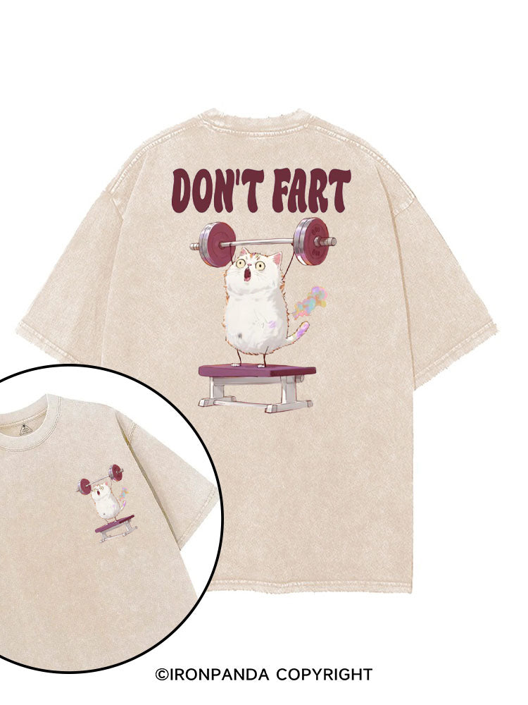 DON'T FART CUTE FUNNY KITTY printed Gym Shirt