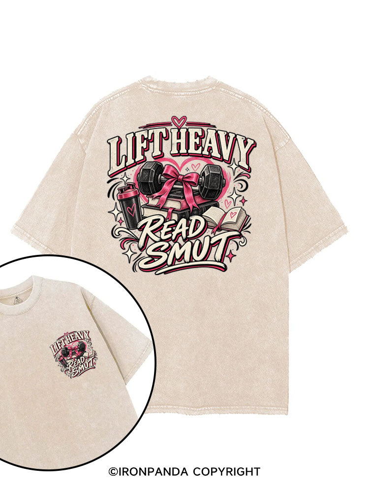 LIFT HEAVY READ SMUT GIRLY GYM READER printed Gym Shirt
