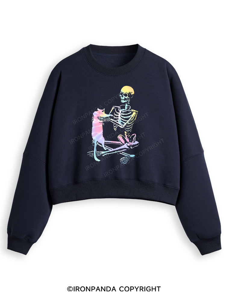 LIFT HEAVY. PET CATS Fleece Crop Sweatshirt