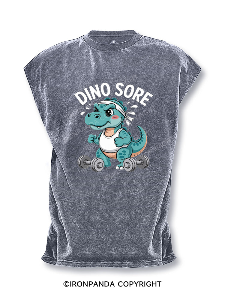 Fitness Gym Workout Exercise Dino Sore Cut Off Tank