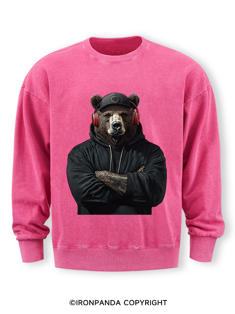 Bear with headphones Washed Sweatshirt