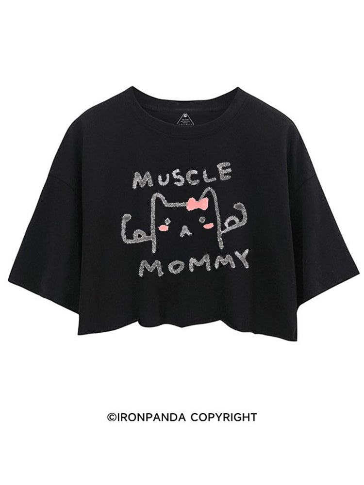 MUSCLE MOM GYM KITTY CROP TOPS