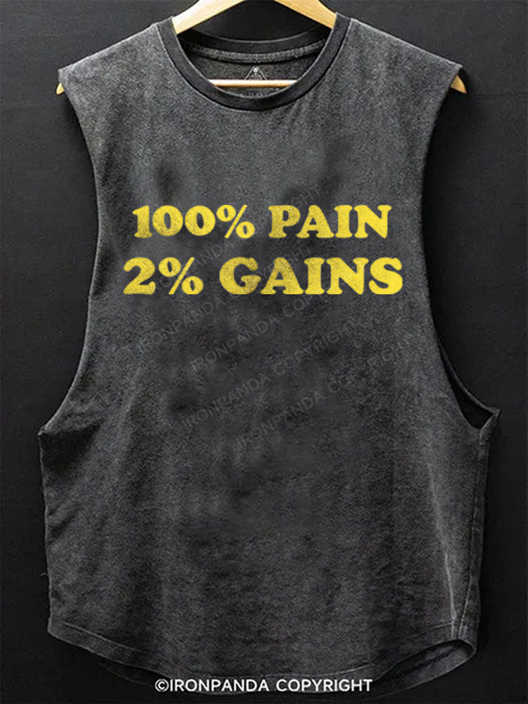 100% PAIN 2% GAINS Scoop Bottom Cotton Tank
