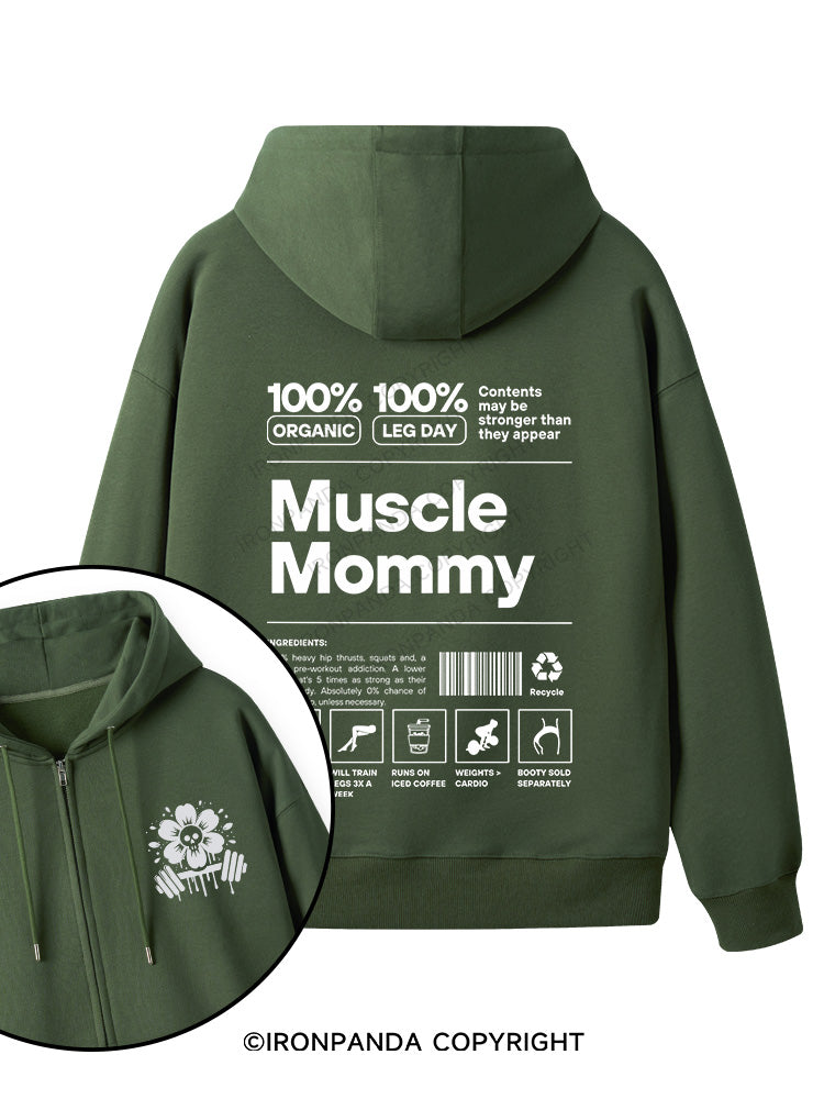 Muscle Mom Letters Double-Sided Printed Fleece Zip Up Hoodie