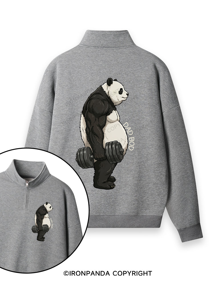Dad Bod Panda Double-Sided Printed Quarter-Zip Fleece Sweatshirt