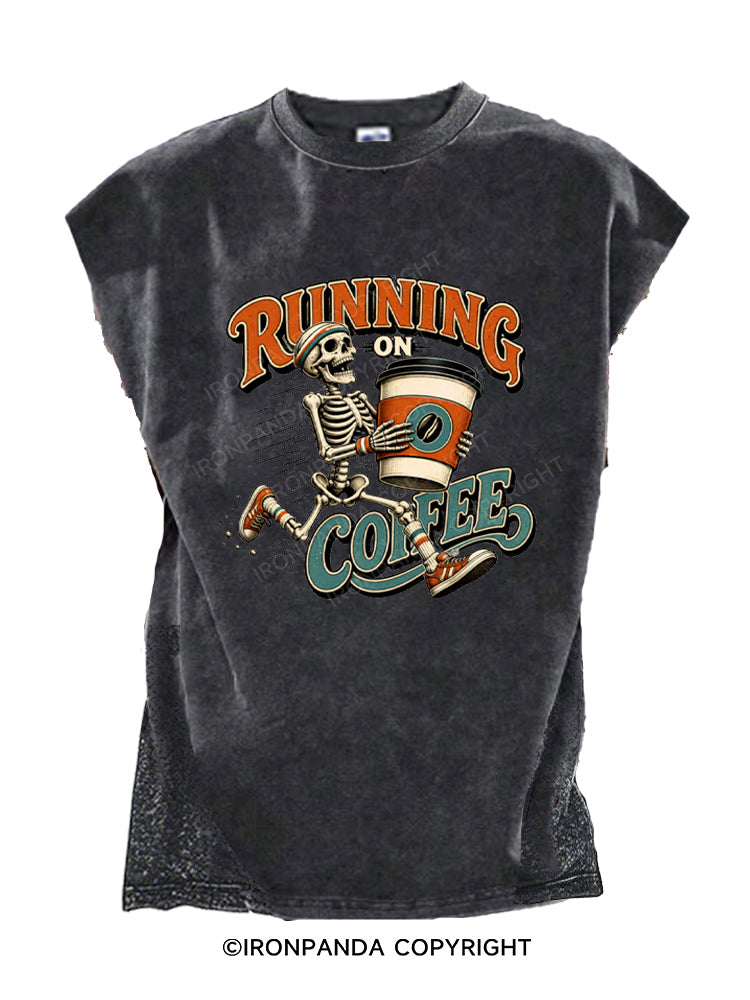 Running on Coffee Skeleton Cut Off Tank