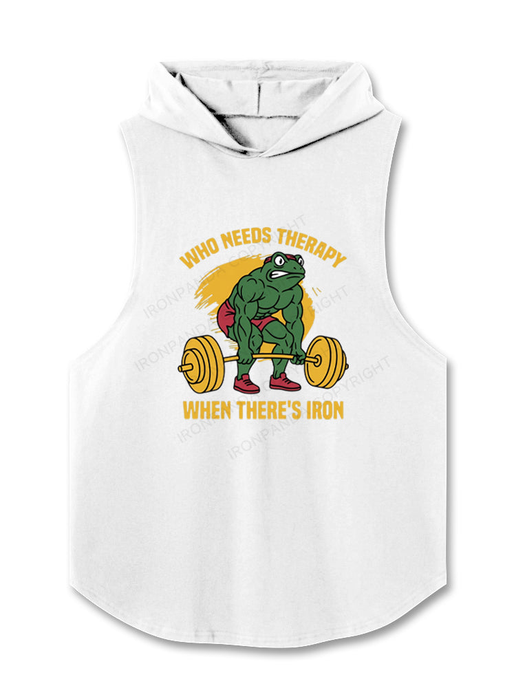 WHO NEEDS THERAPY WHEN THERE'S IRON Hooded Tank