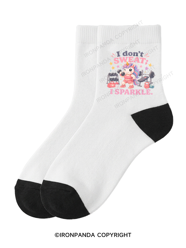 I DON'T SWEAT I SPARKLE SWEATY UNICORN Crew Socks