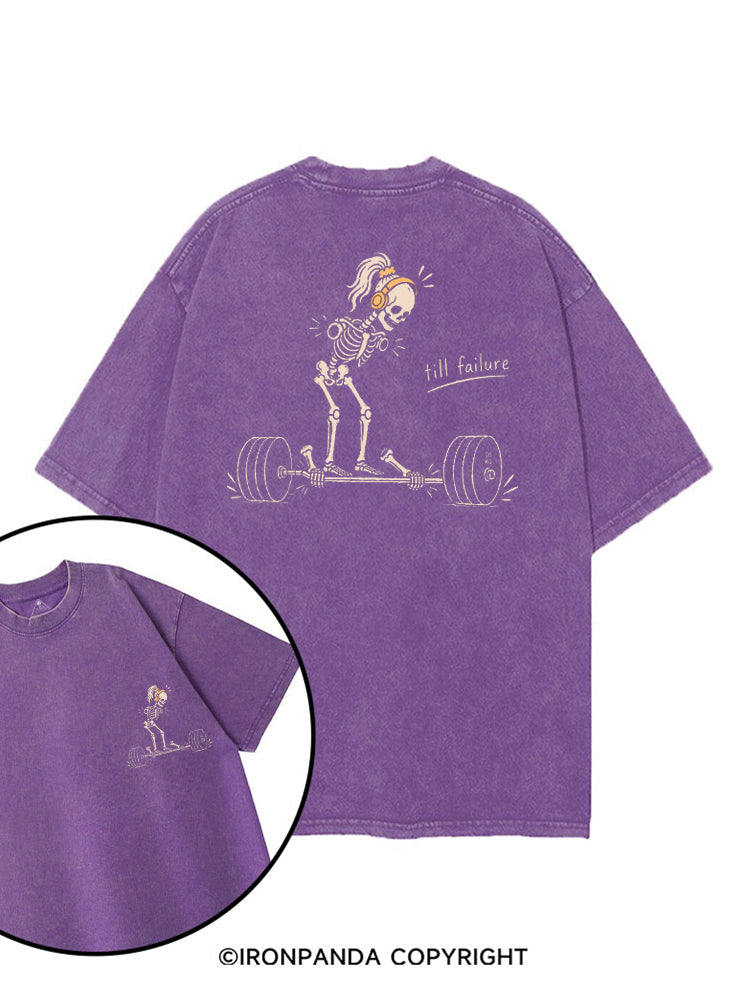 TILL FAILURE FUNNY SKELETON printed Gym Shirt