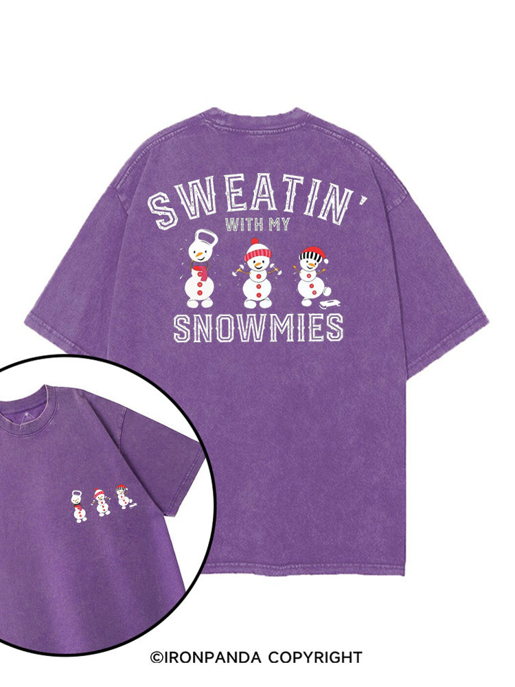 SWEATIN' WITH MY SNOWMIES printed Gym Shirt