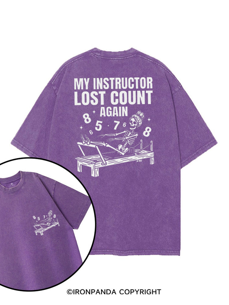 MY INSTRUCTOR LOST COUNT AGAIN SKELETON REFORMER printed Gym Shirt