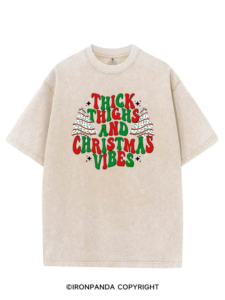 THICK THIGHS AND CHRISTMAS VIBES VINTAGE GYM SHIRT