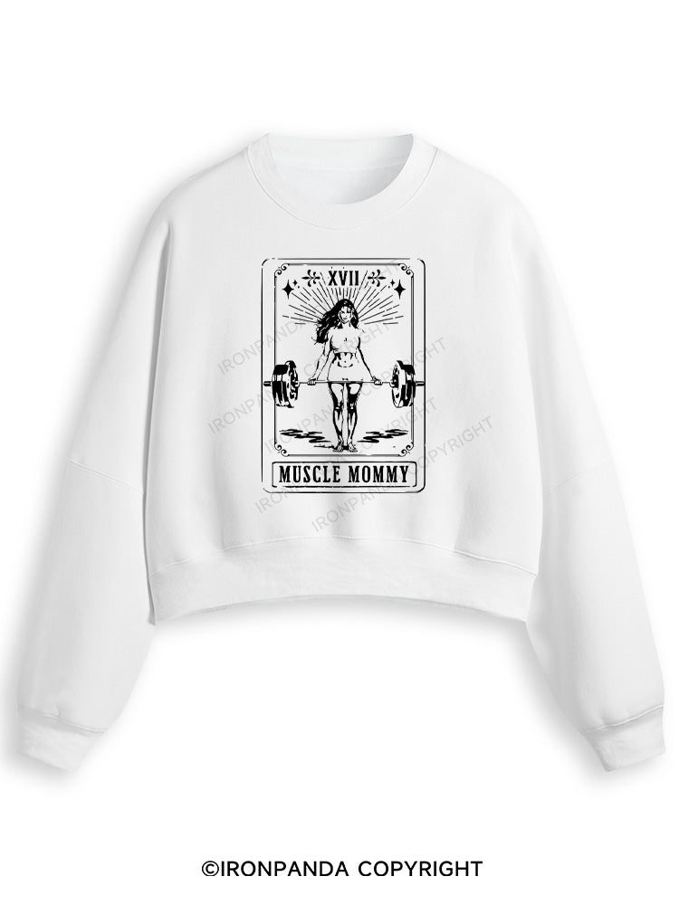 TAROT CARD MUSCLE MOMMY Fleece Crop Sweatshirt