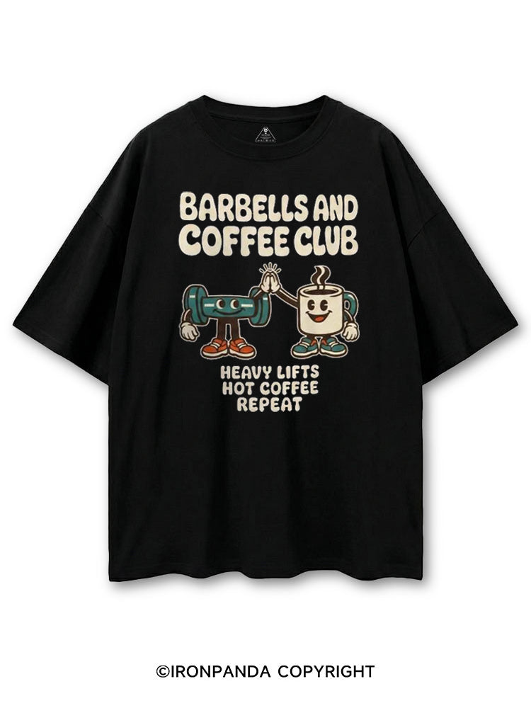 BARBELLS AND COFFEE CLUB HEAVY LIFTS HOT COFFEE REPEAT COTTON PUMP COVER