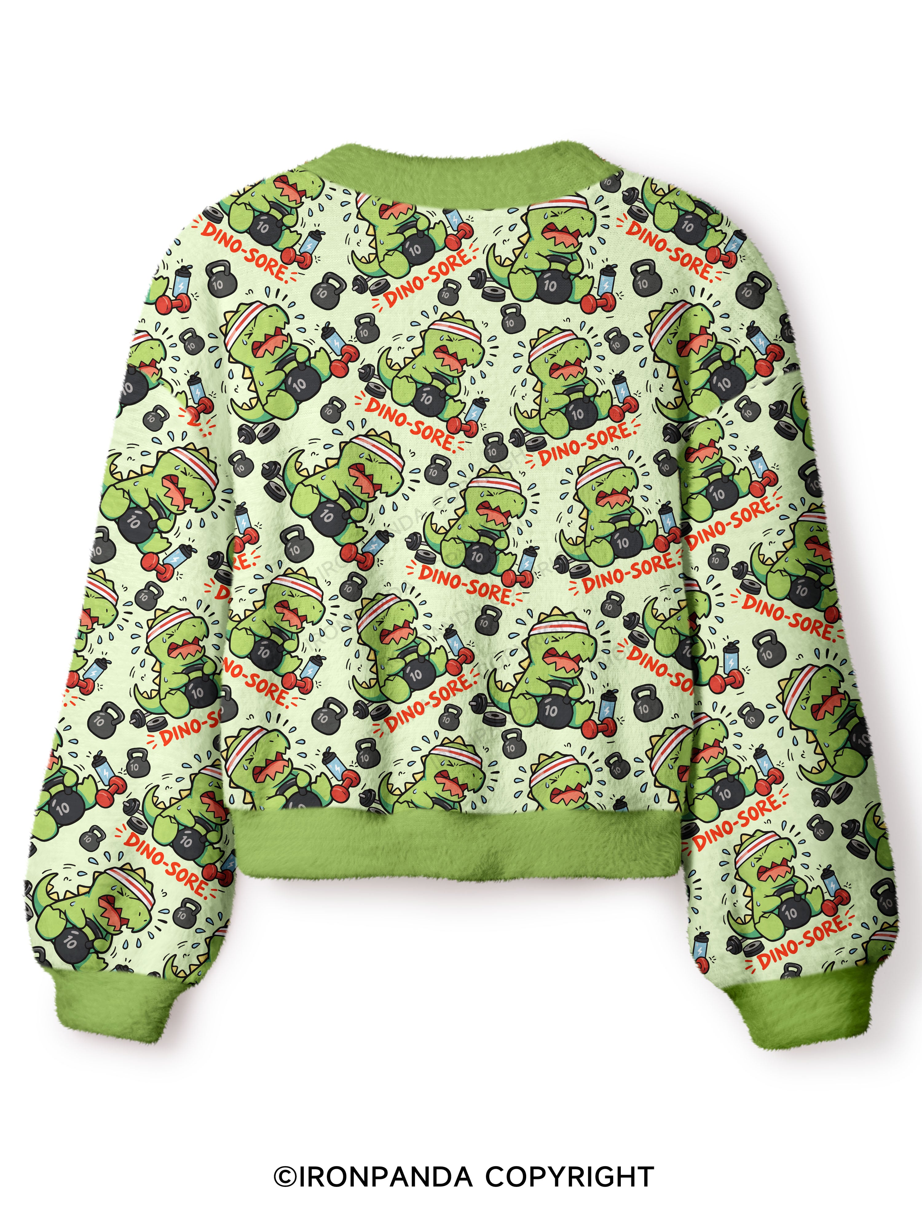 DINO-SORE Crop Ugly Cardigan Sweater
