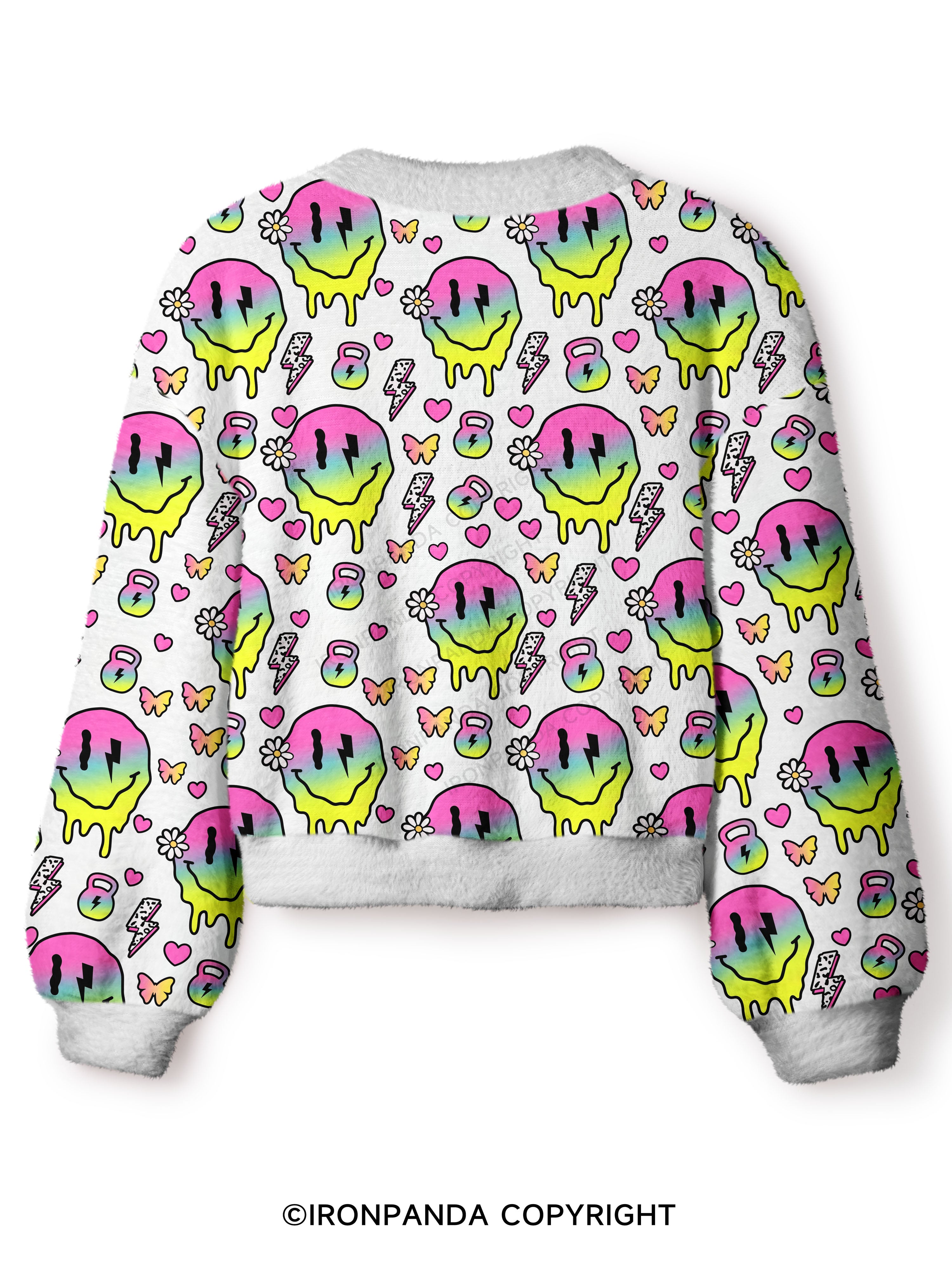 Melty Kettlebell Smile Crop Ugly Cardigan Sweater