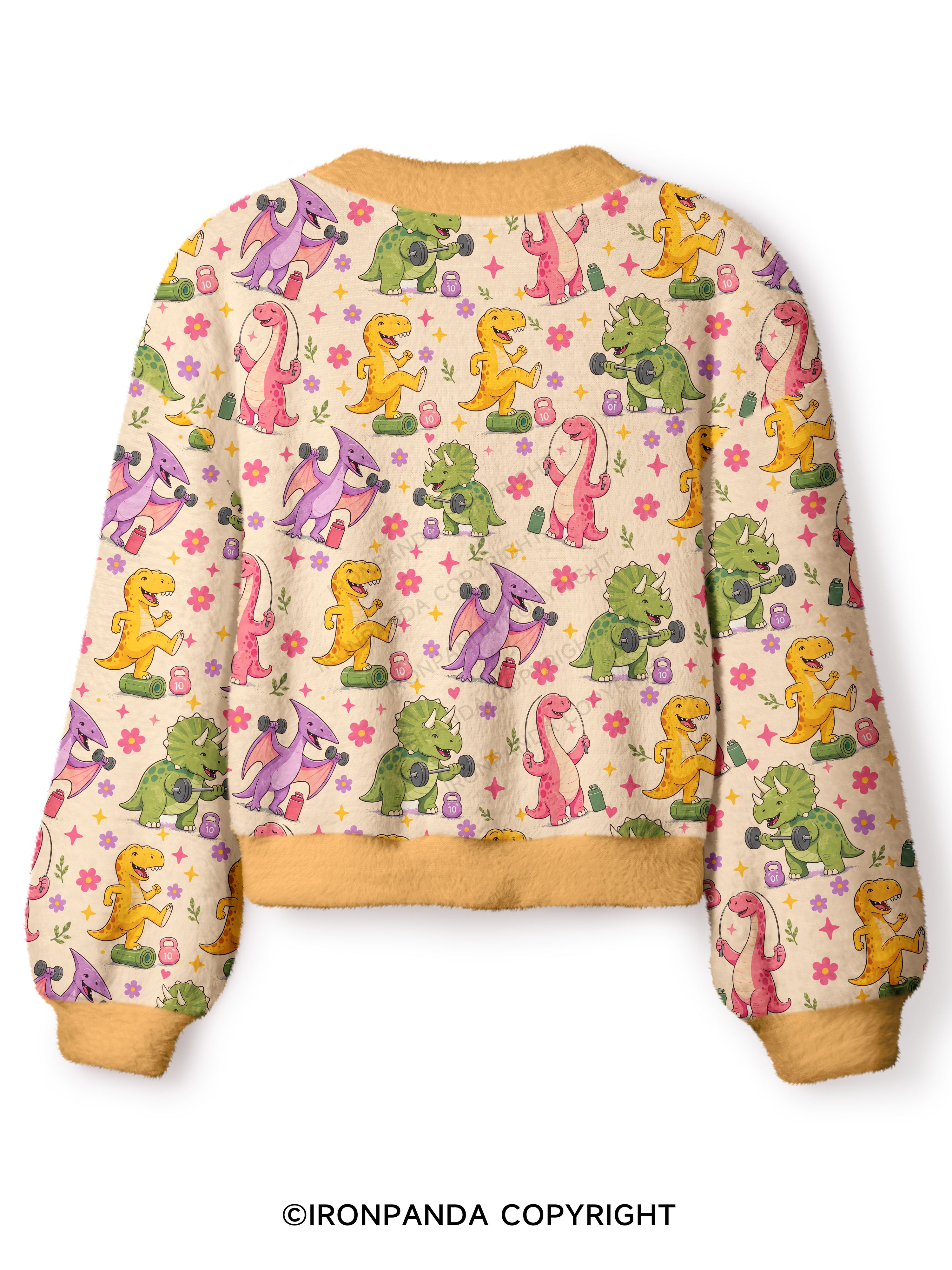 DINOSAURS DIDN'T EXERCISE. WE ALL SAW HOW THAT ENDED  Crop Ugly Cardigan Sweater