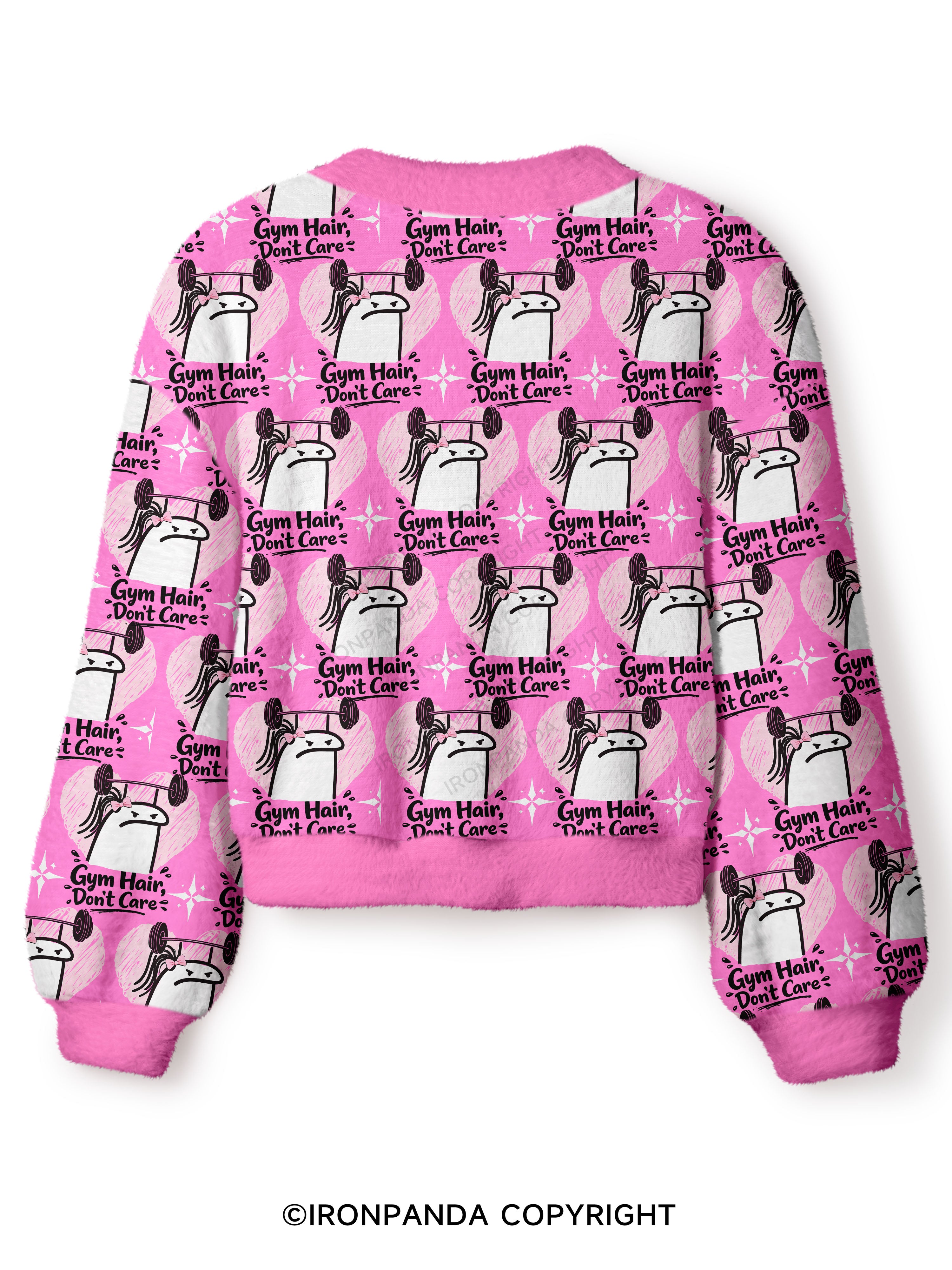 Gym Hair Don't Care Crop Ugly Cardigan Sweater
