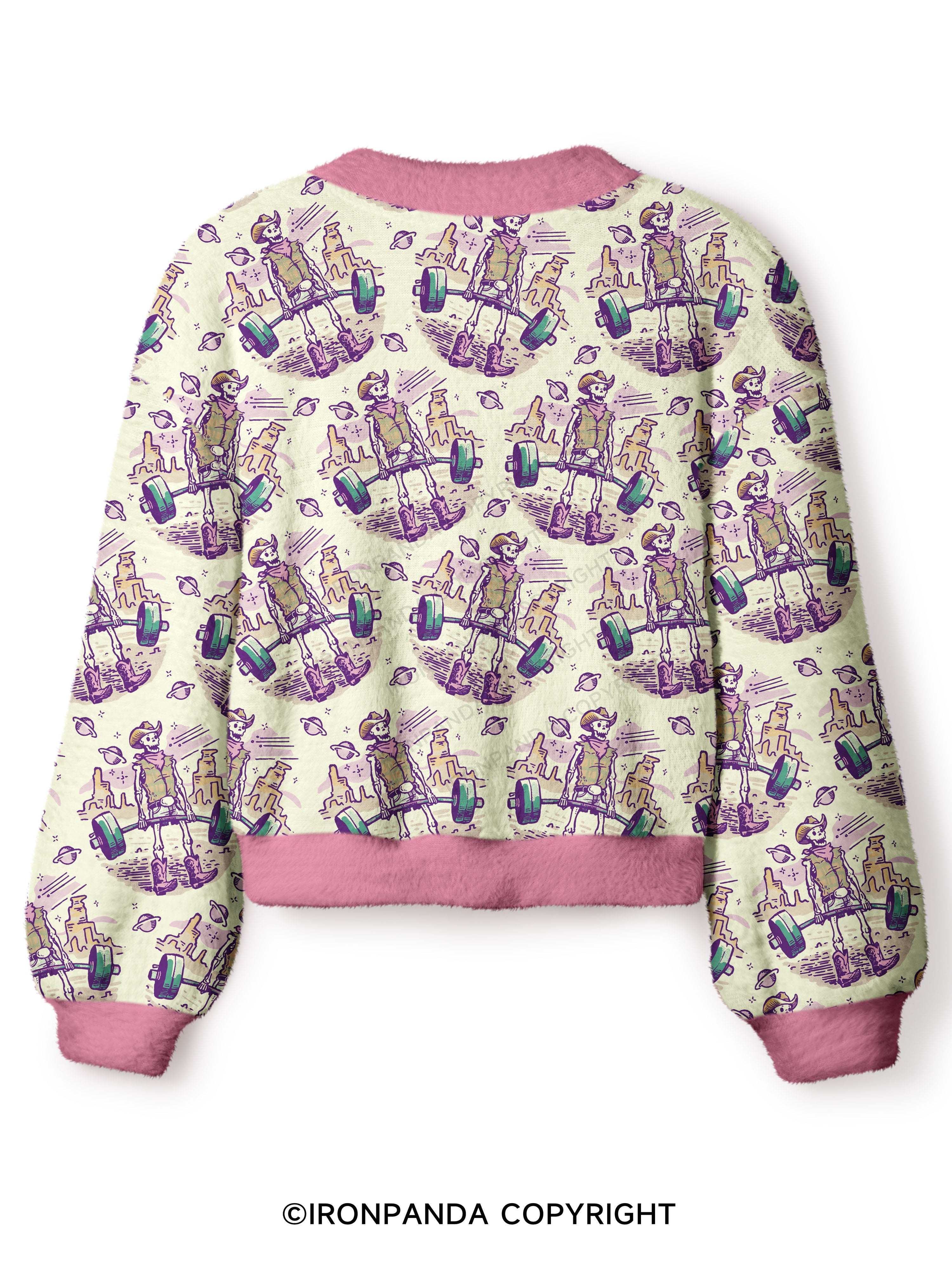 skeleton deadlift Crop Ugly Cardigan Sweater