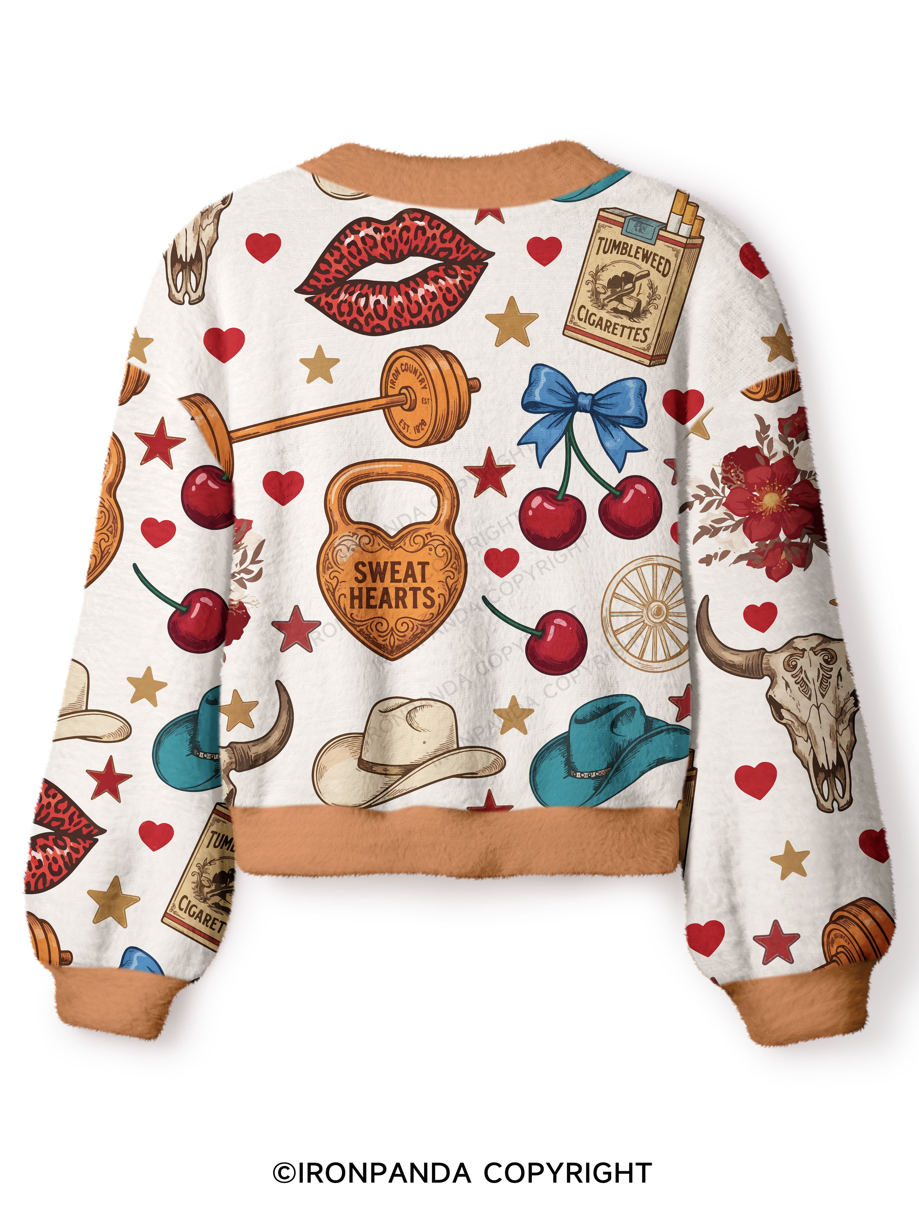 Sweat Hearts Western Crop Ugly Cardigan Sweater
