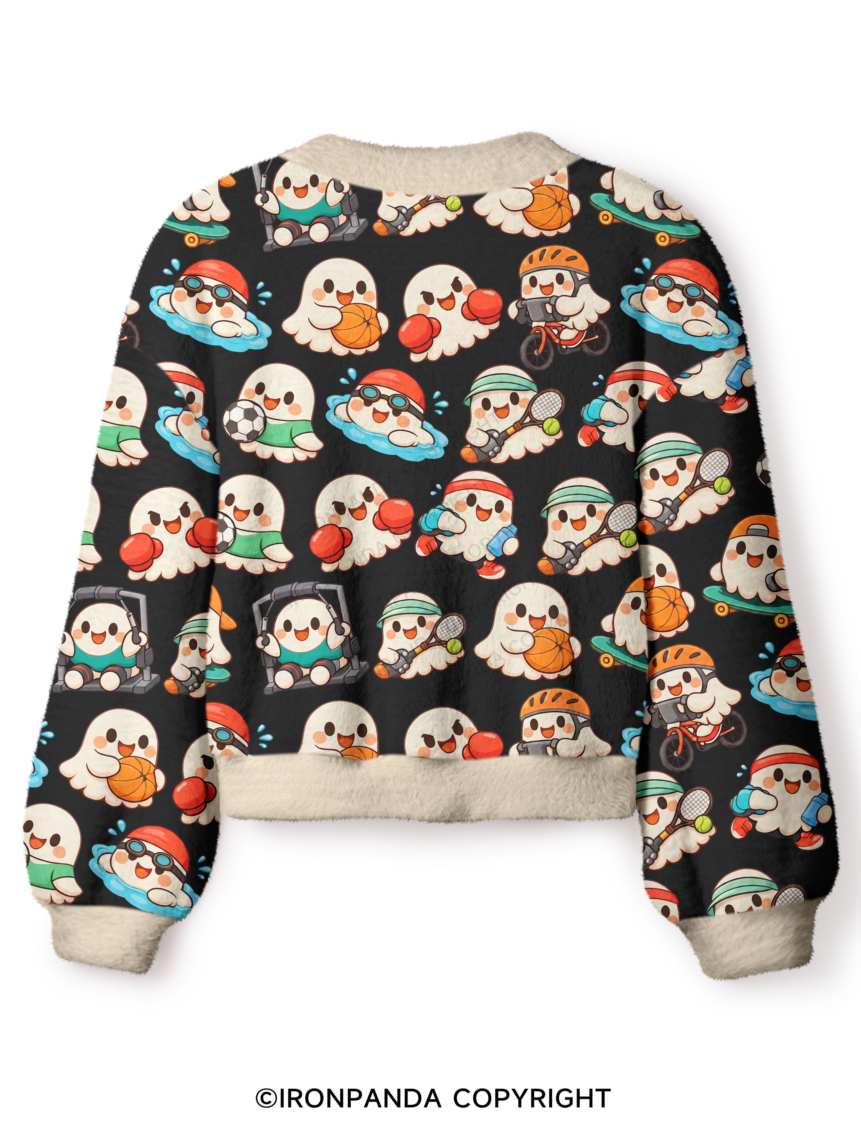 CUTE GHOST SPORTS Crop Ugly Cardigan Sweater